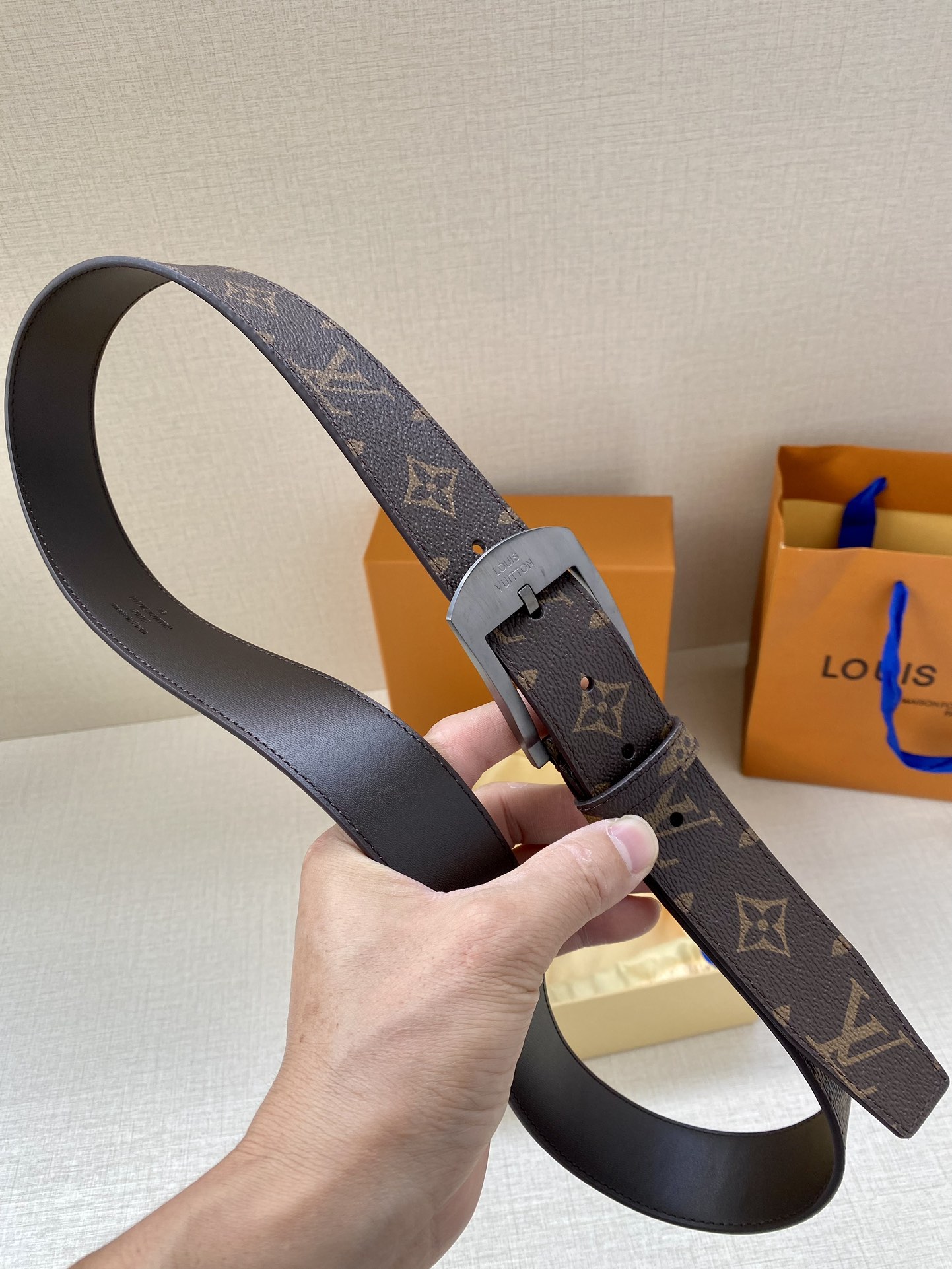 Louis Vuitton Male Canvas Belt Canvas M-l