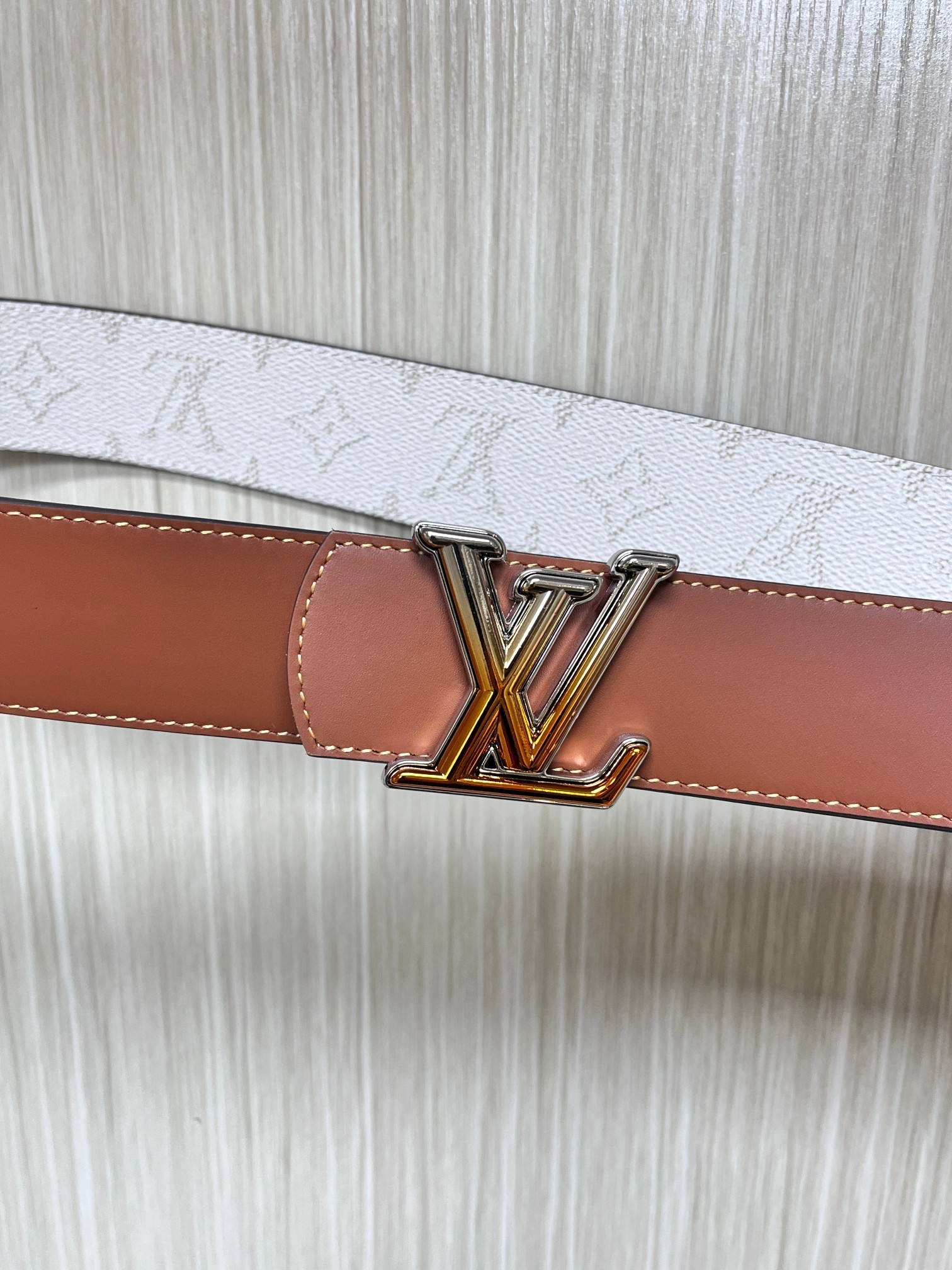 Louis Vuitton Male Basic Belt Cow Leather Coffee L
