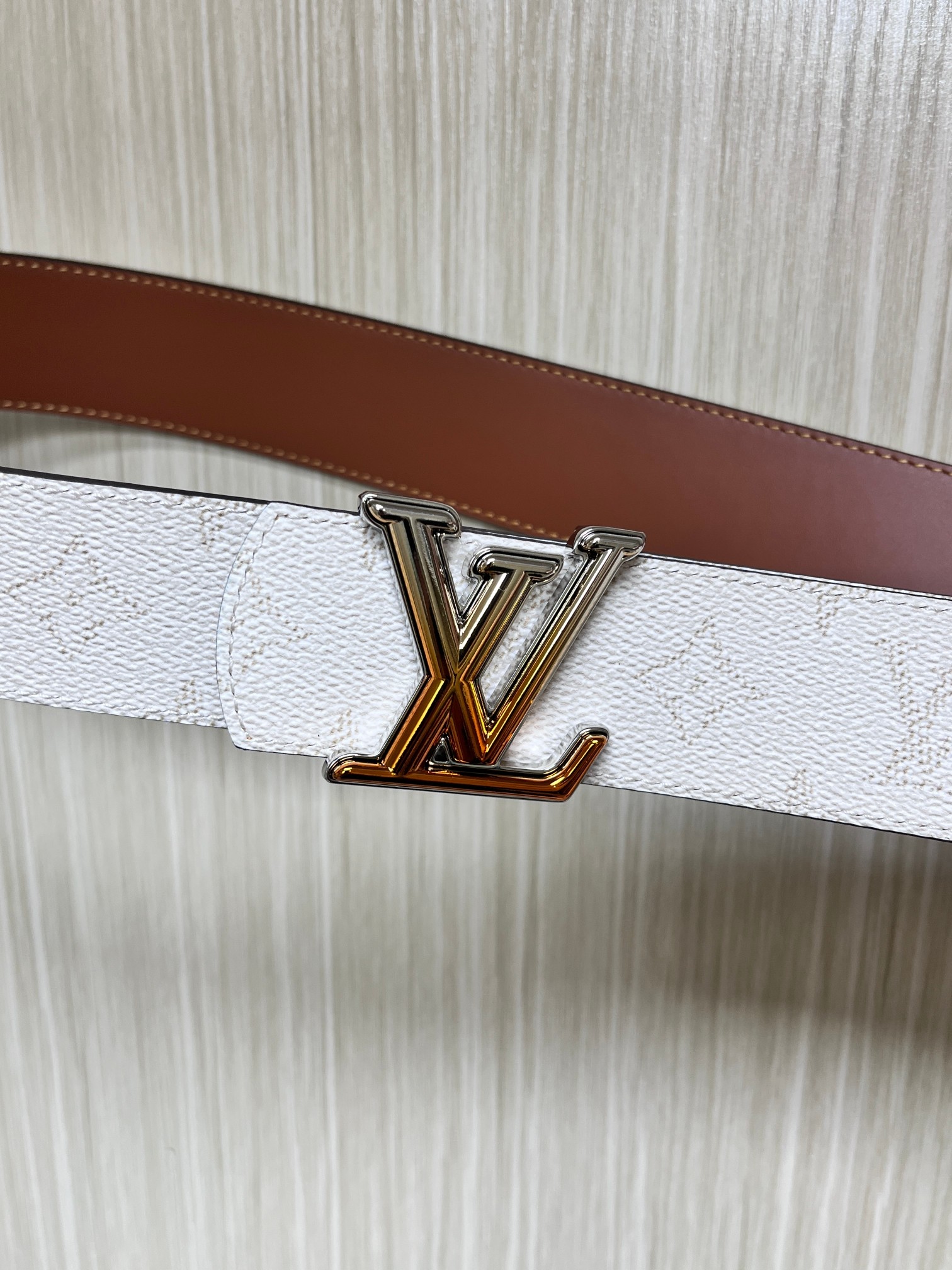 Louis Vuitton Male Basic Belt Cow Leather Coffee L