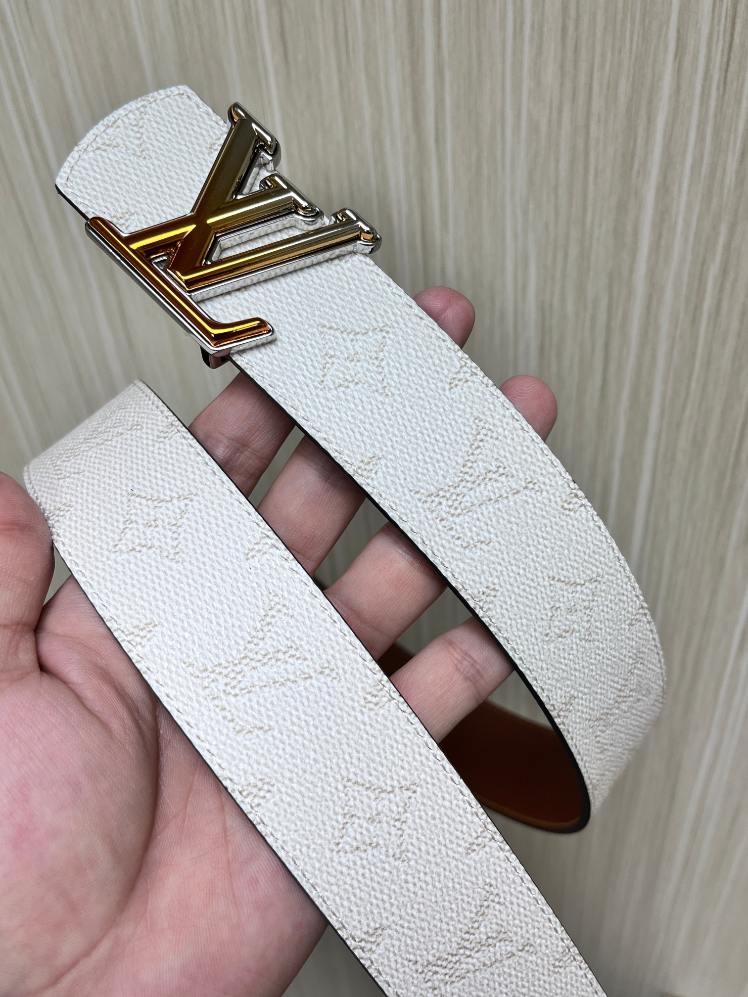 Louis Vuitton Male Basic Belt Cow Leather Coffee L