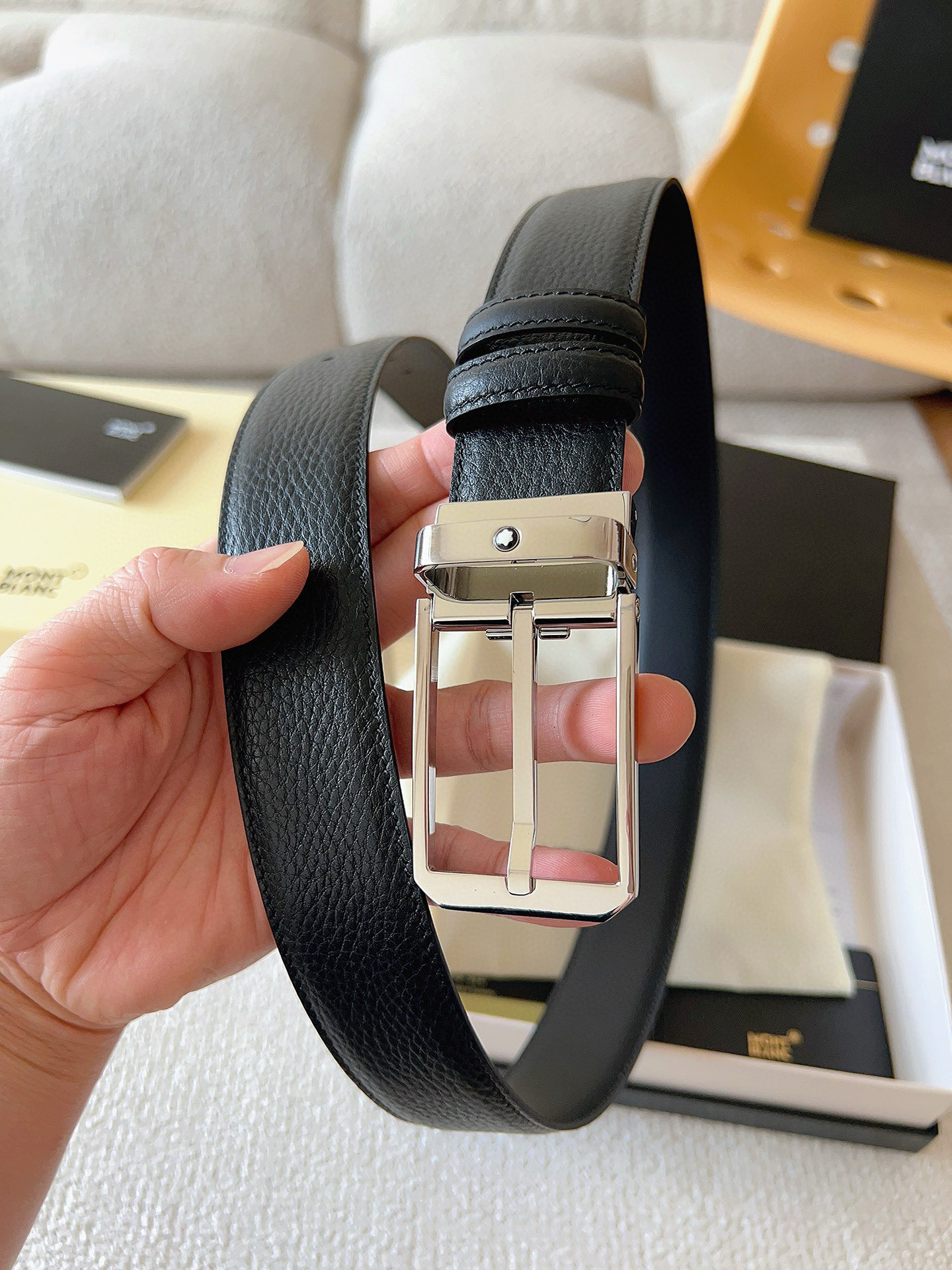 Montblanc Leather Belt Top Grain Leather M-l