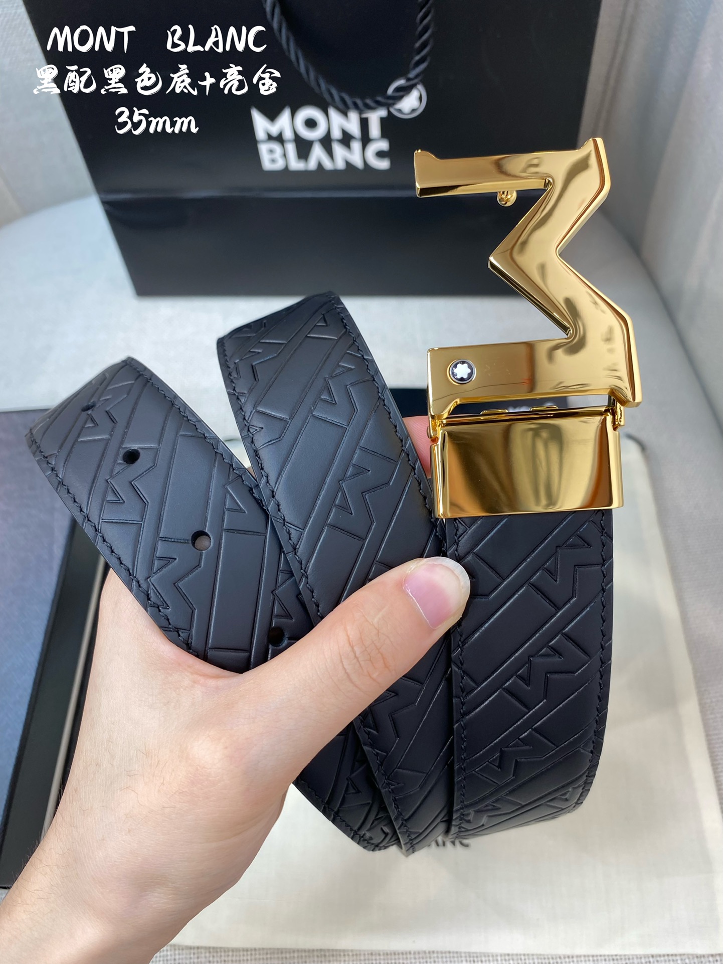 Montblanc Leather Belt Top Grain Leather M-l