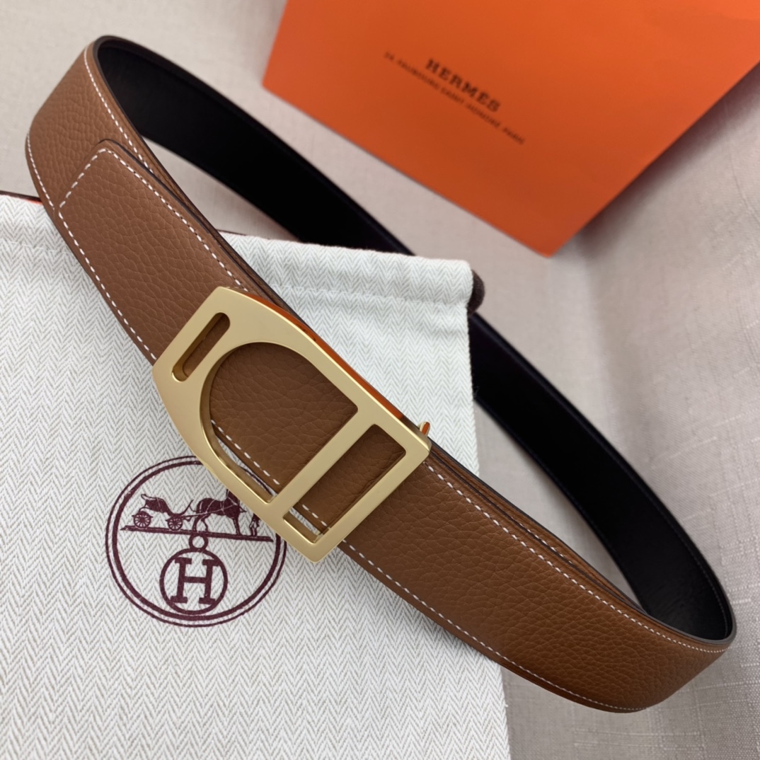 Hermès Male Leather Belt Top Grain Leather Black 38mm-s-m