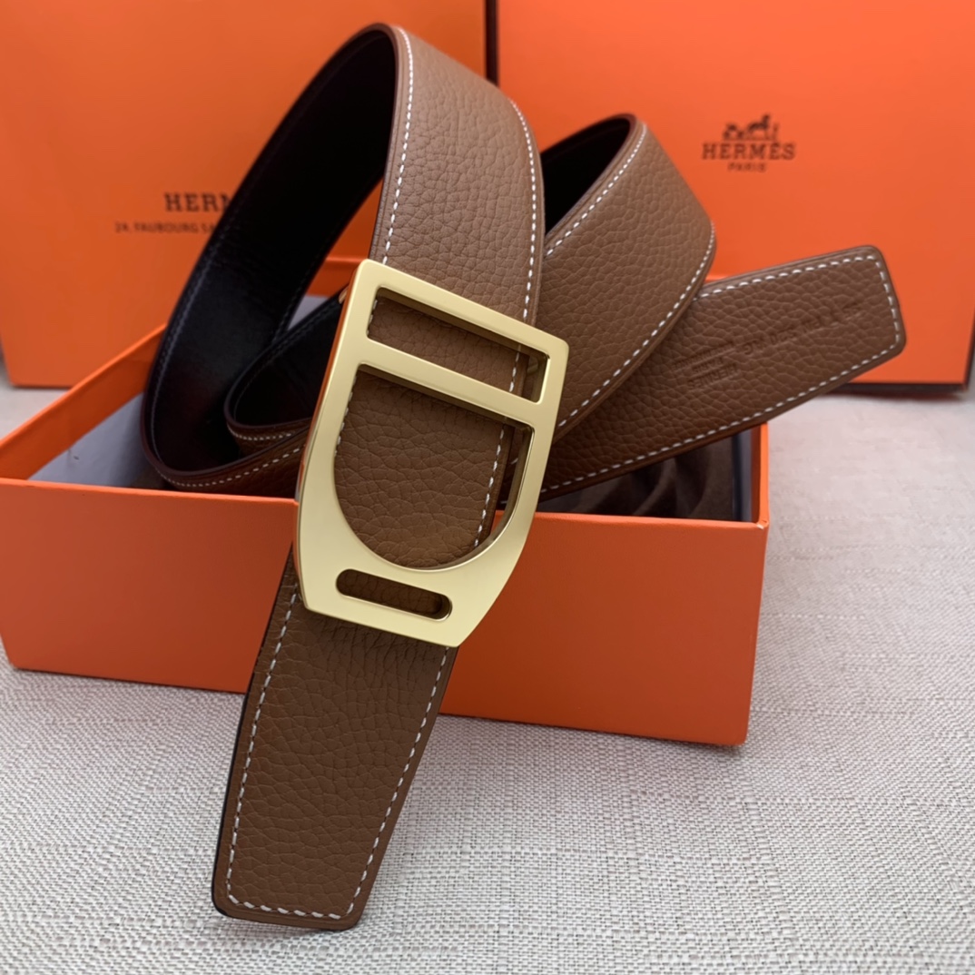 Hermès Male Leather Belt Top Grain Leather Black 38mm-s-m