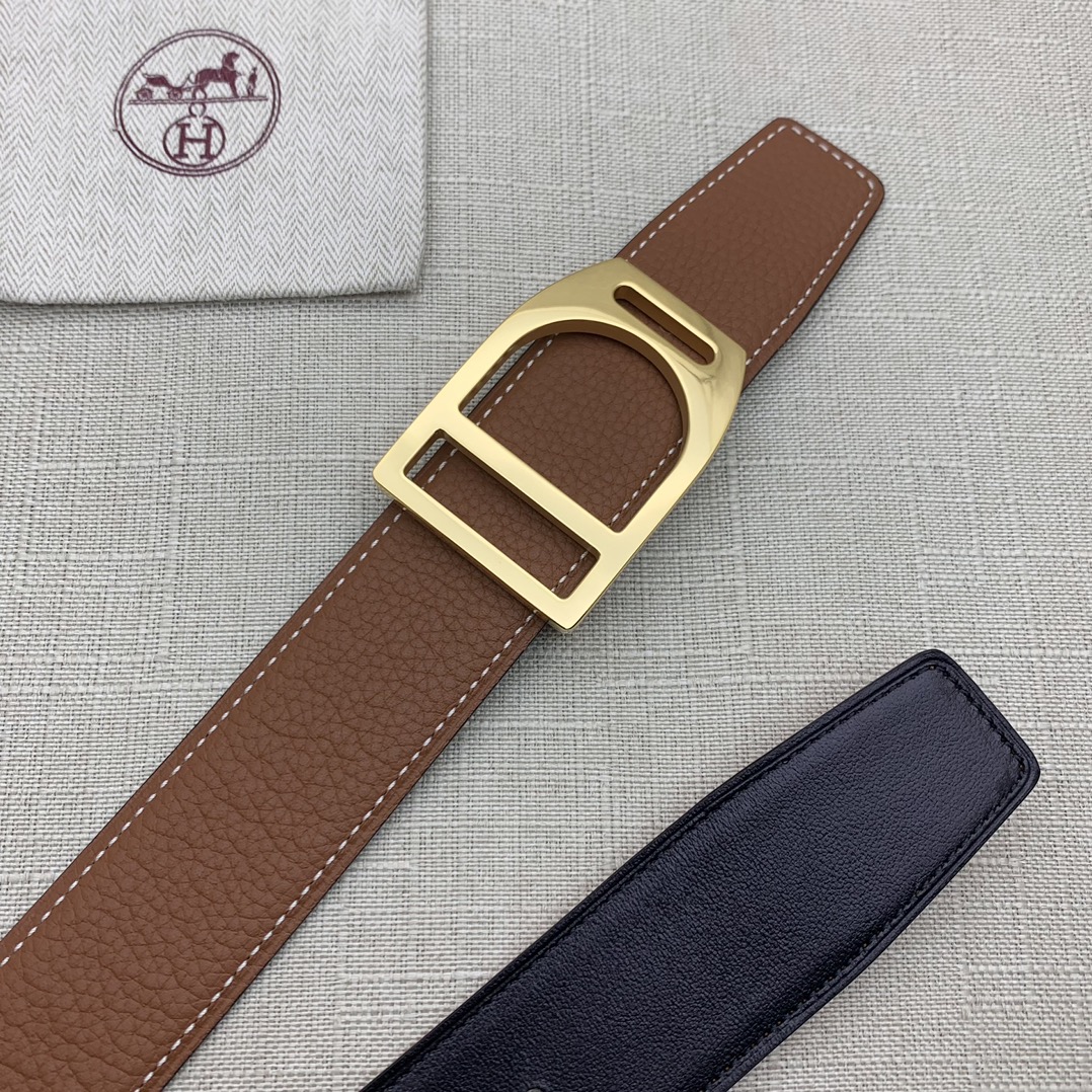 Hermès Male Leather Belt Top Grain Leather Black 38mm-s-m