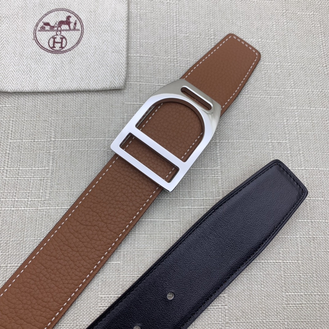 Hermès Male Leather Belt Top Grain Leather Black 38mm-s-m