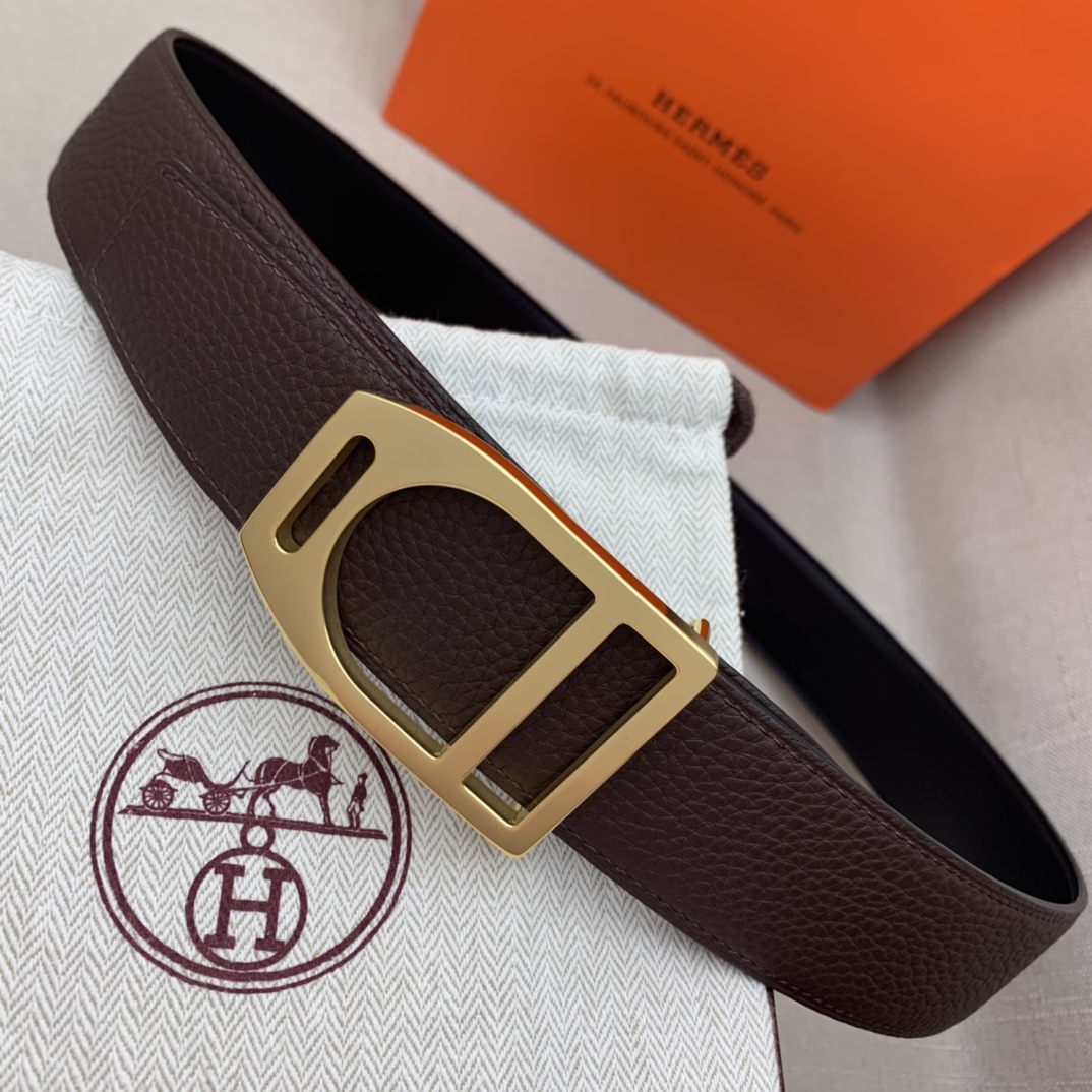 Hermès Male Leather Belt Top Grain Leather Black 38mm-s-m