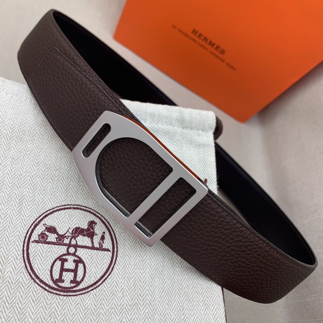 Hermès Male Leather Belt Top Grain Leather Black 38mm-s-m