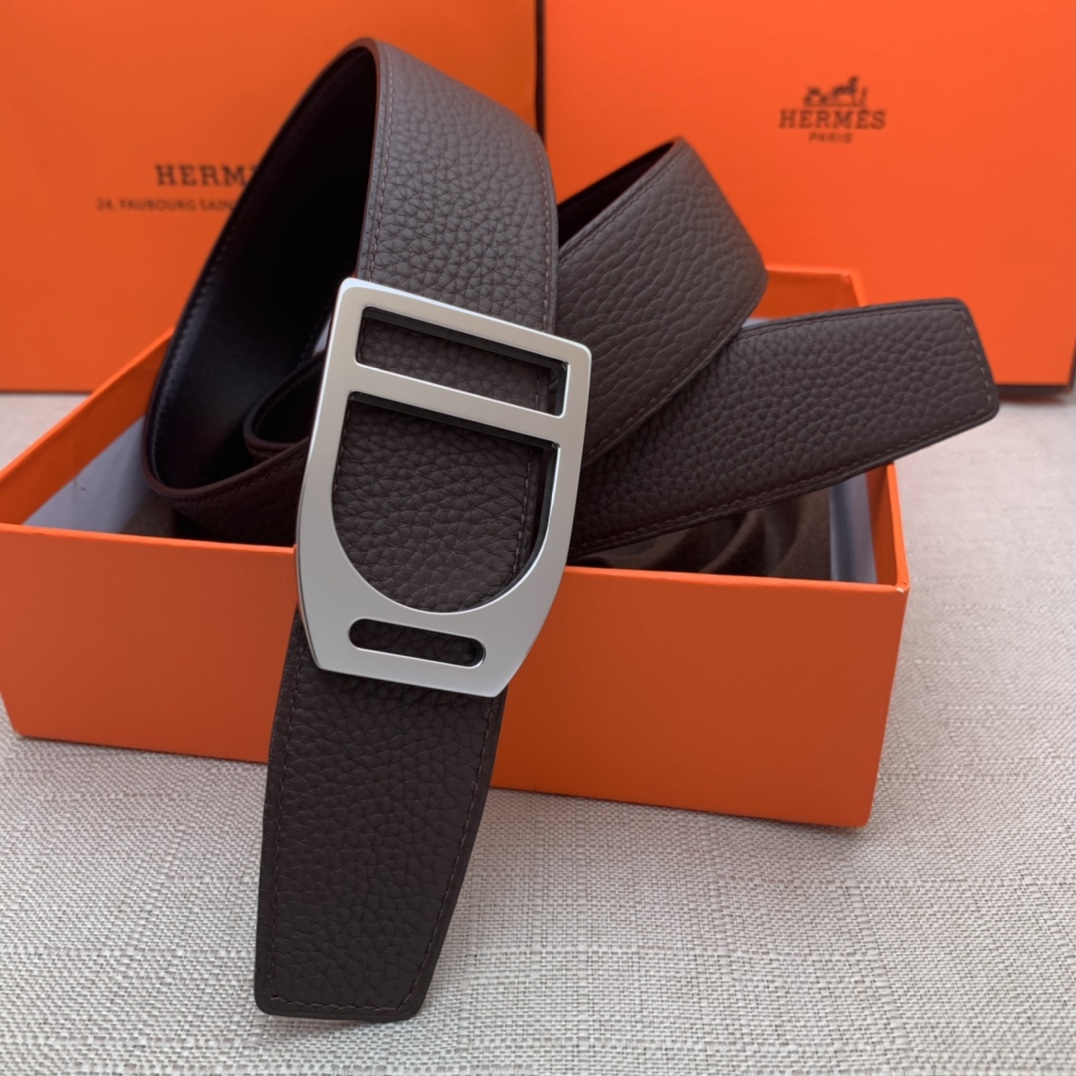 Hermès Male Leather Belt Top Grain Leather Black 38mm-s-m
