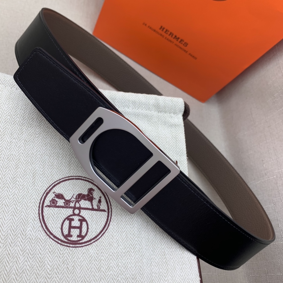 Hermès Male Leather Belt Top Grain Leather Black 38mm-s-m