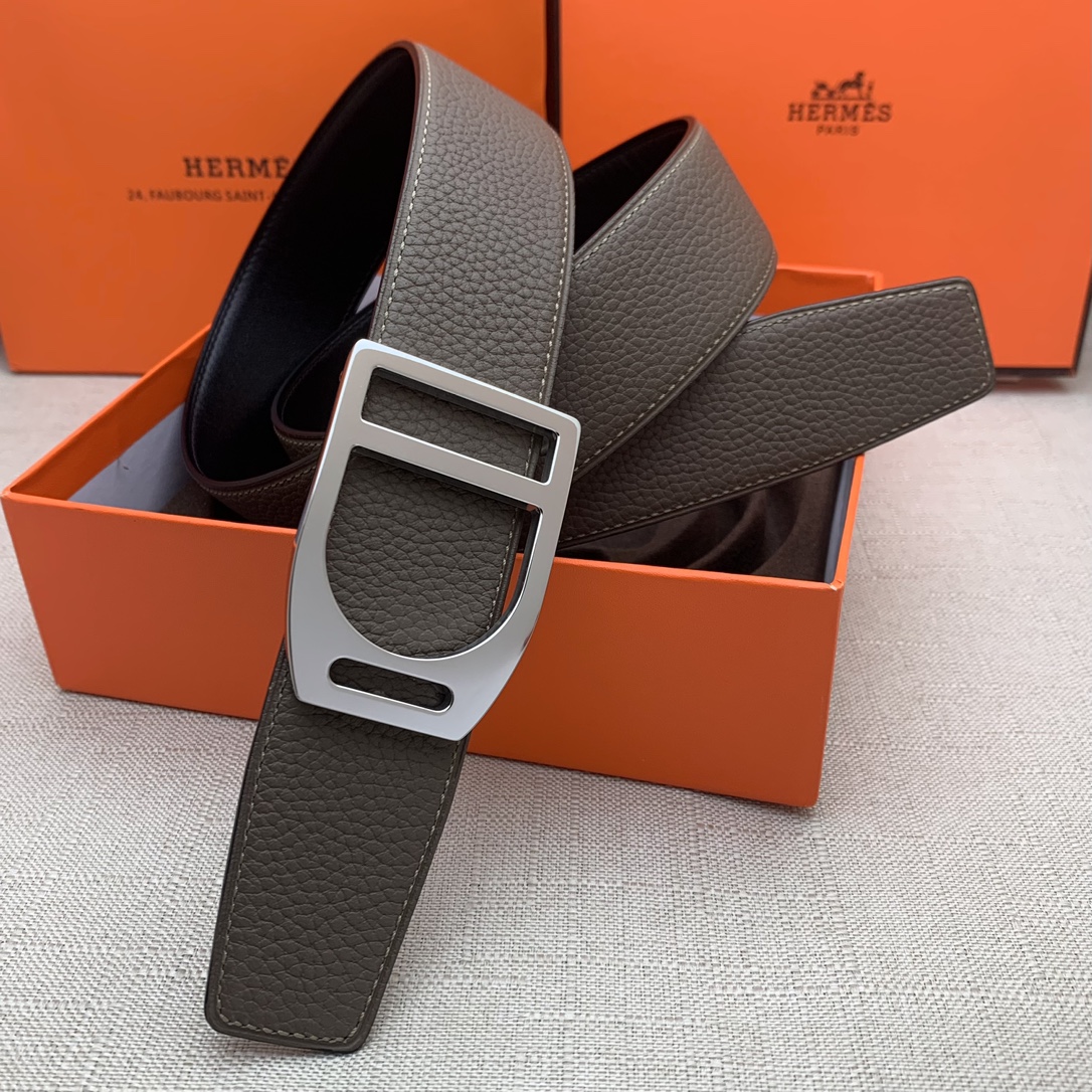 Hermès Male Leather Belt Top Grain Leather Black 38mm-s-m