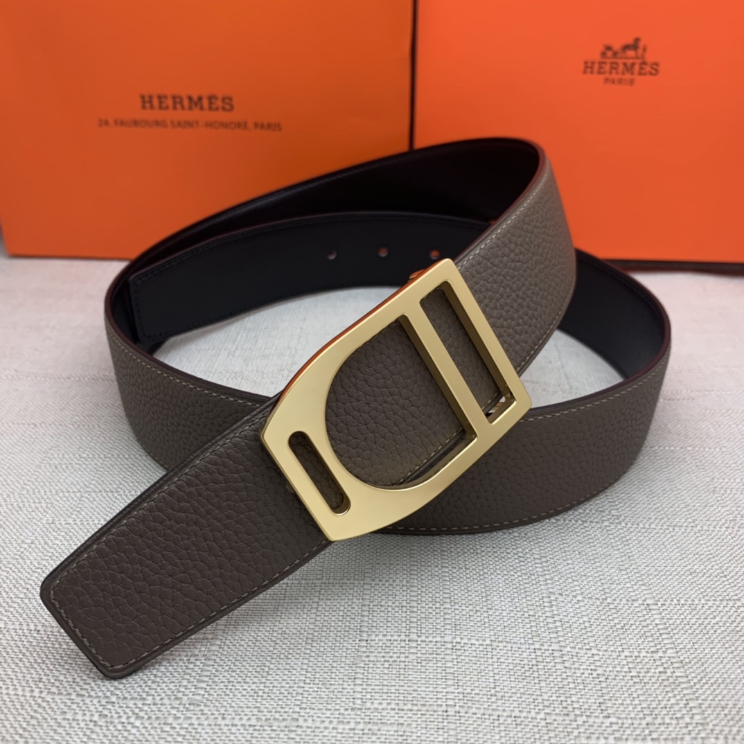 Hermès Male Leather Belt Top Grain Leather Black 38mm-s-m