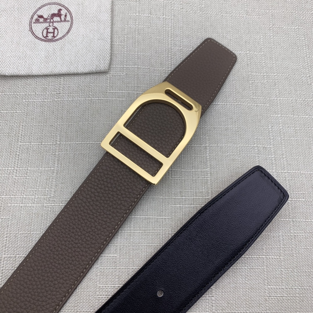 Hermès Male Leather Belt Top Grain Leather Black 38mm-s-m