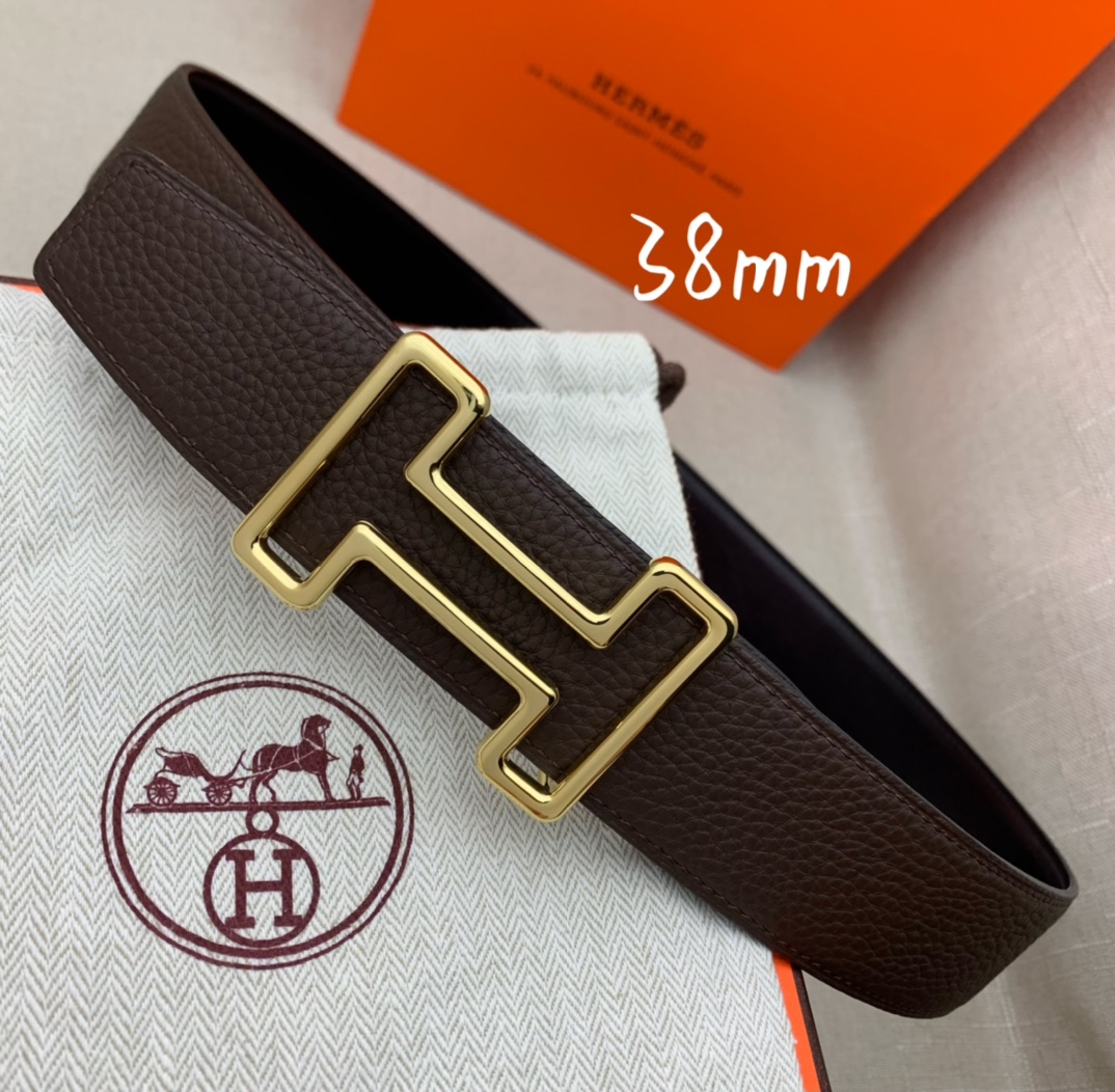Hermès Male Leather Belt Top Grain Leather Black 38mm-s-m