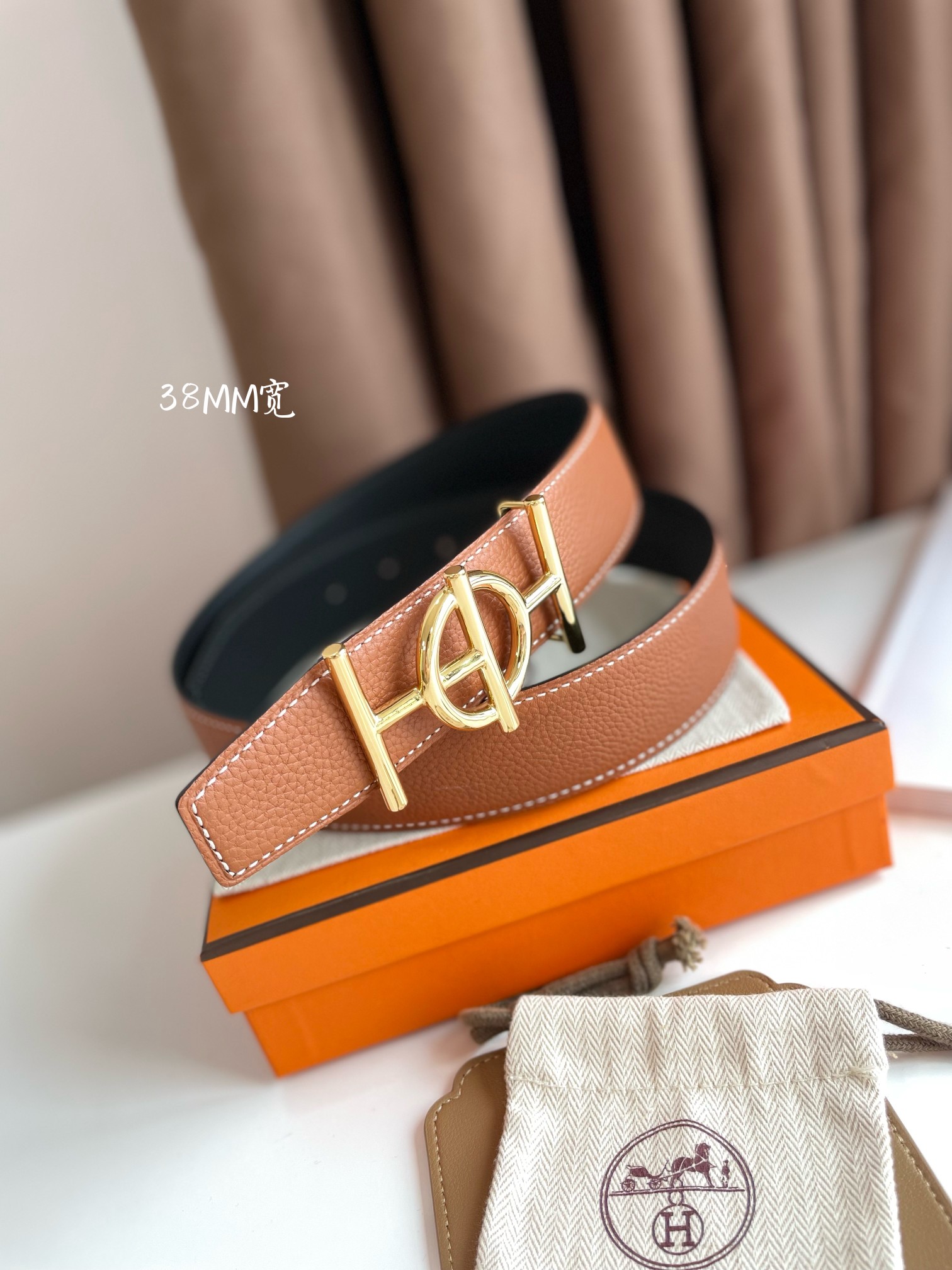 Hermès Male Leather Belt Cow Leather 38mm