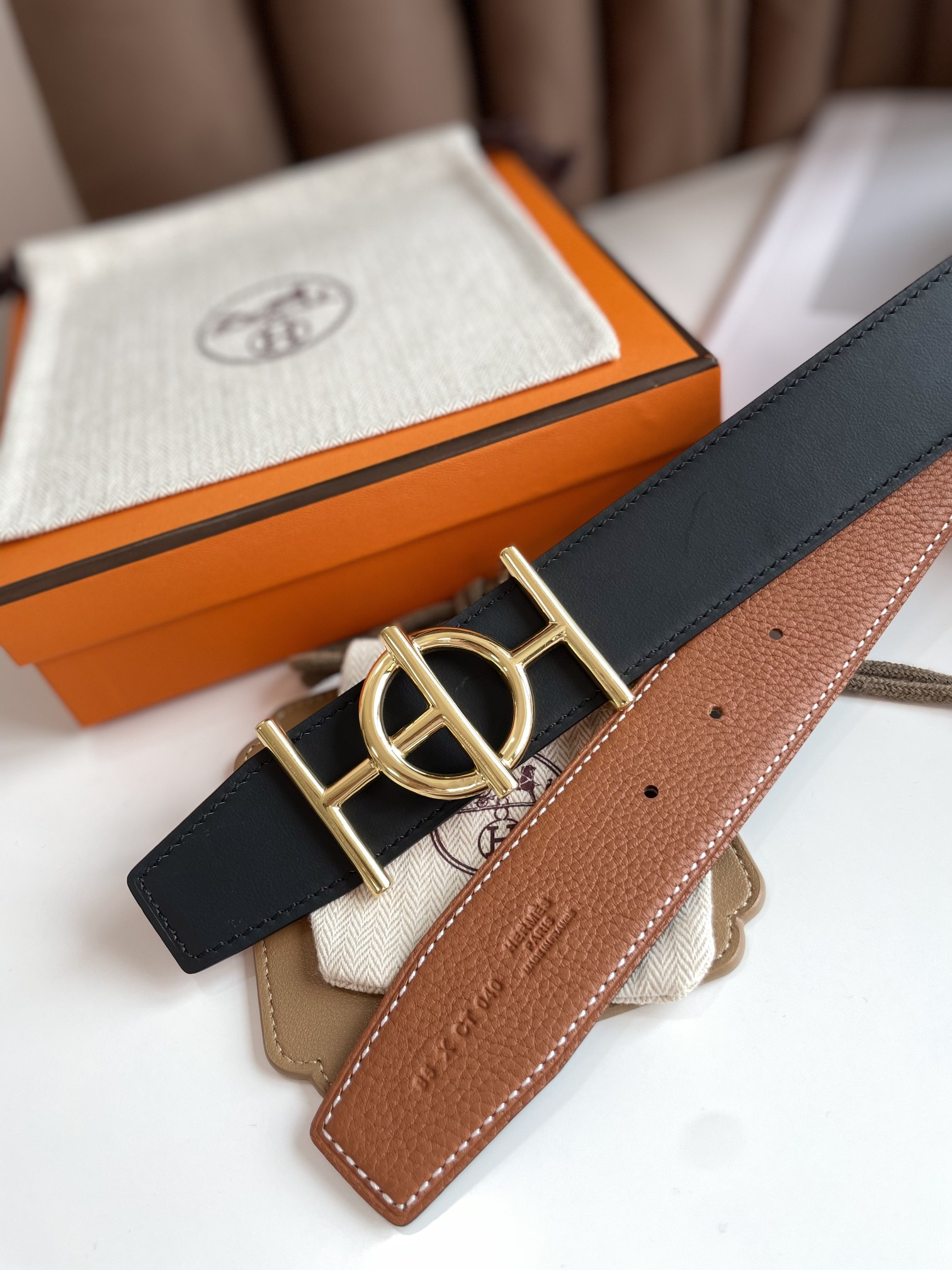 Hermès Male Leather Belt Cow Leather 38mm