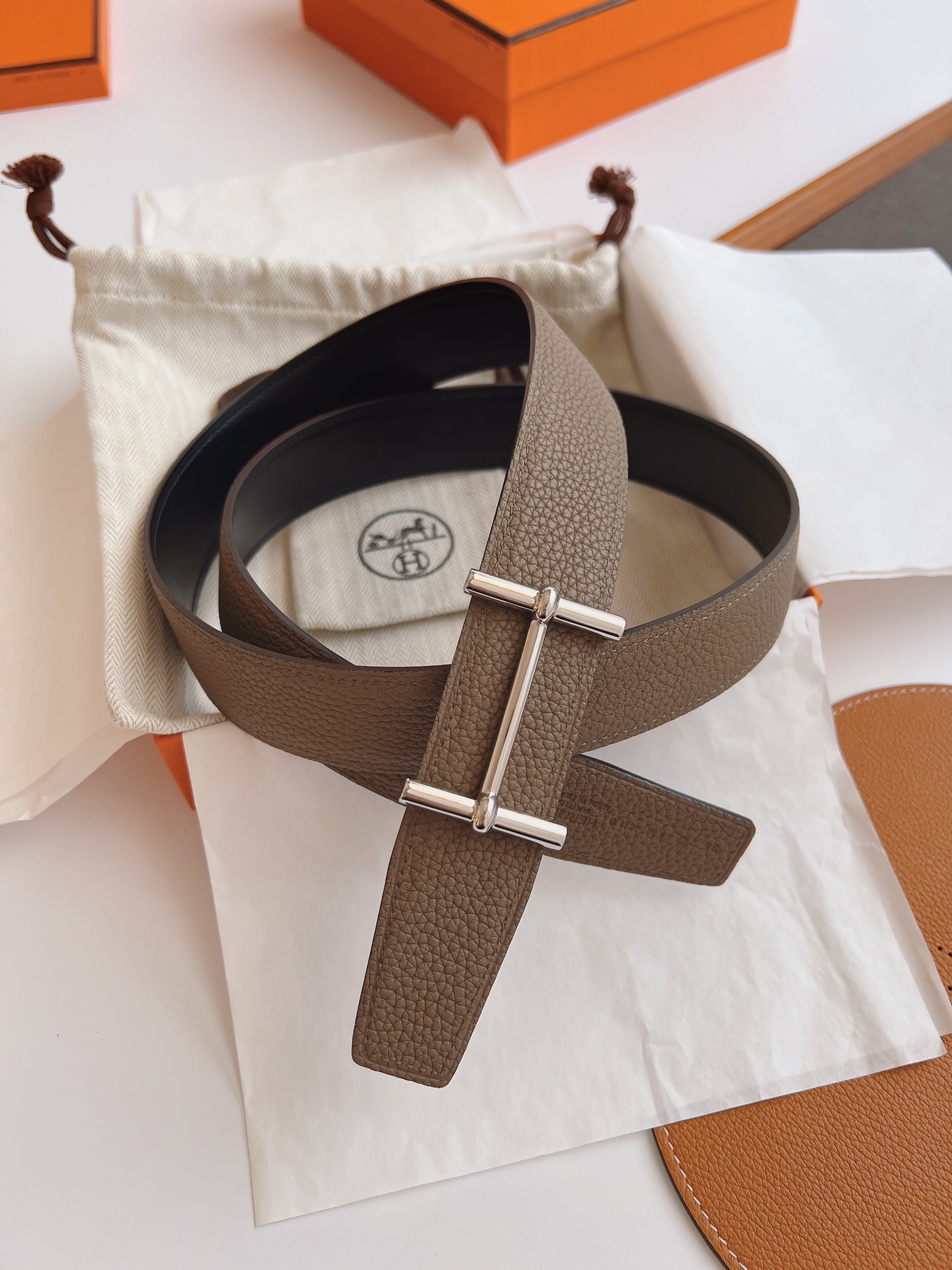 Hermès Male Leather Belt Top Grain Leather S-m