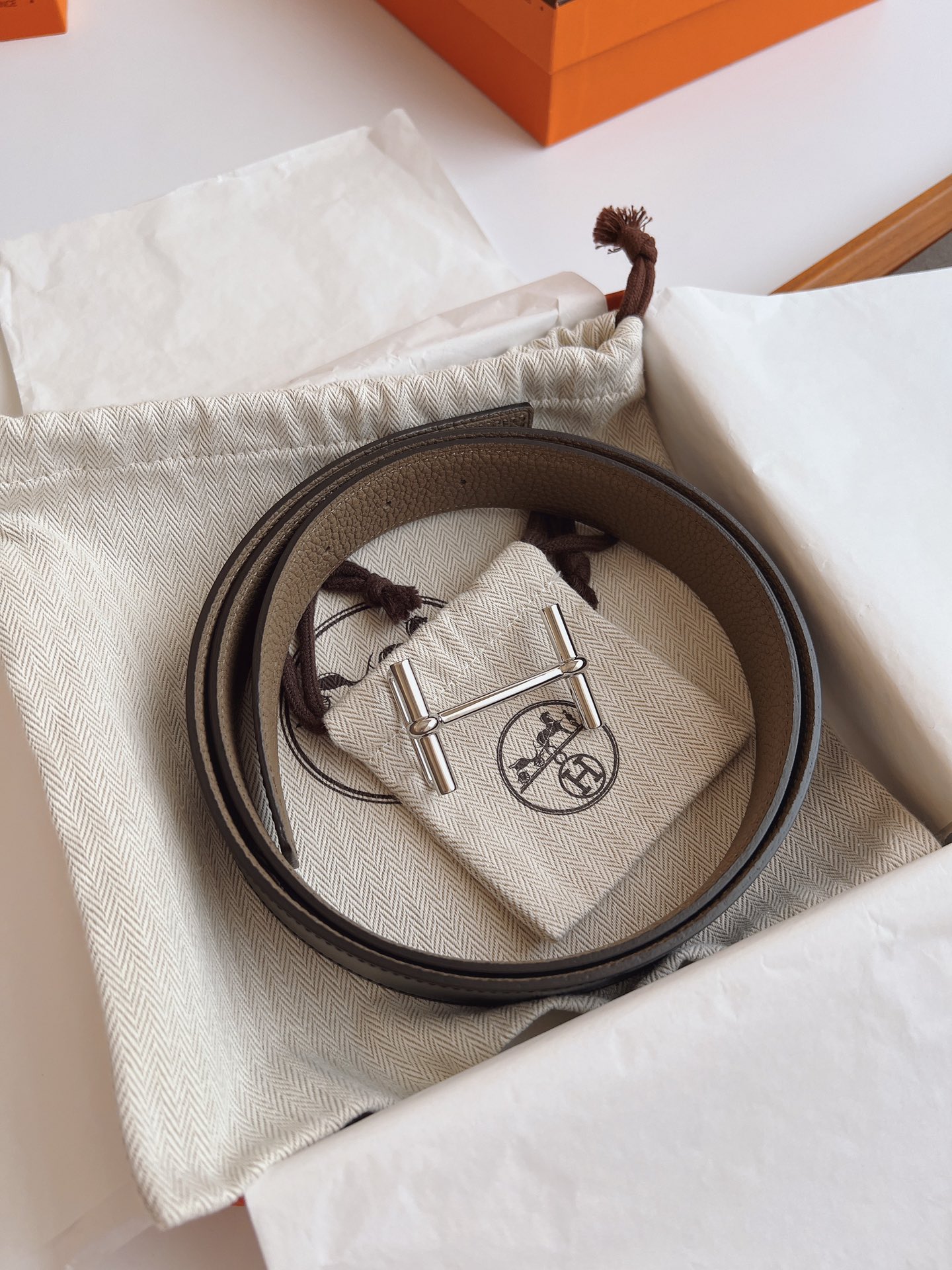 Hermès Male Leather Belt Top Grain Leather S-m