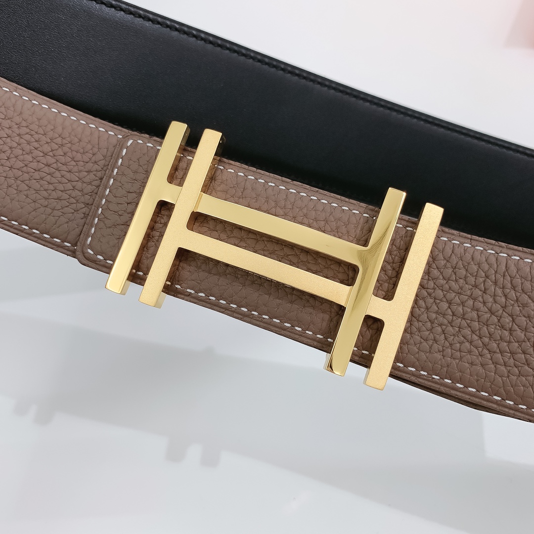 Hermès Male Leather Belt Silver 38mm