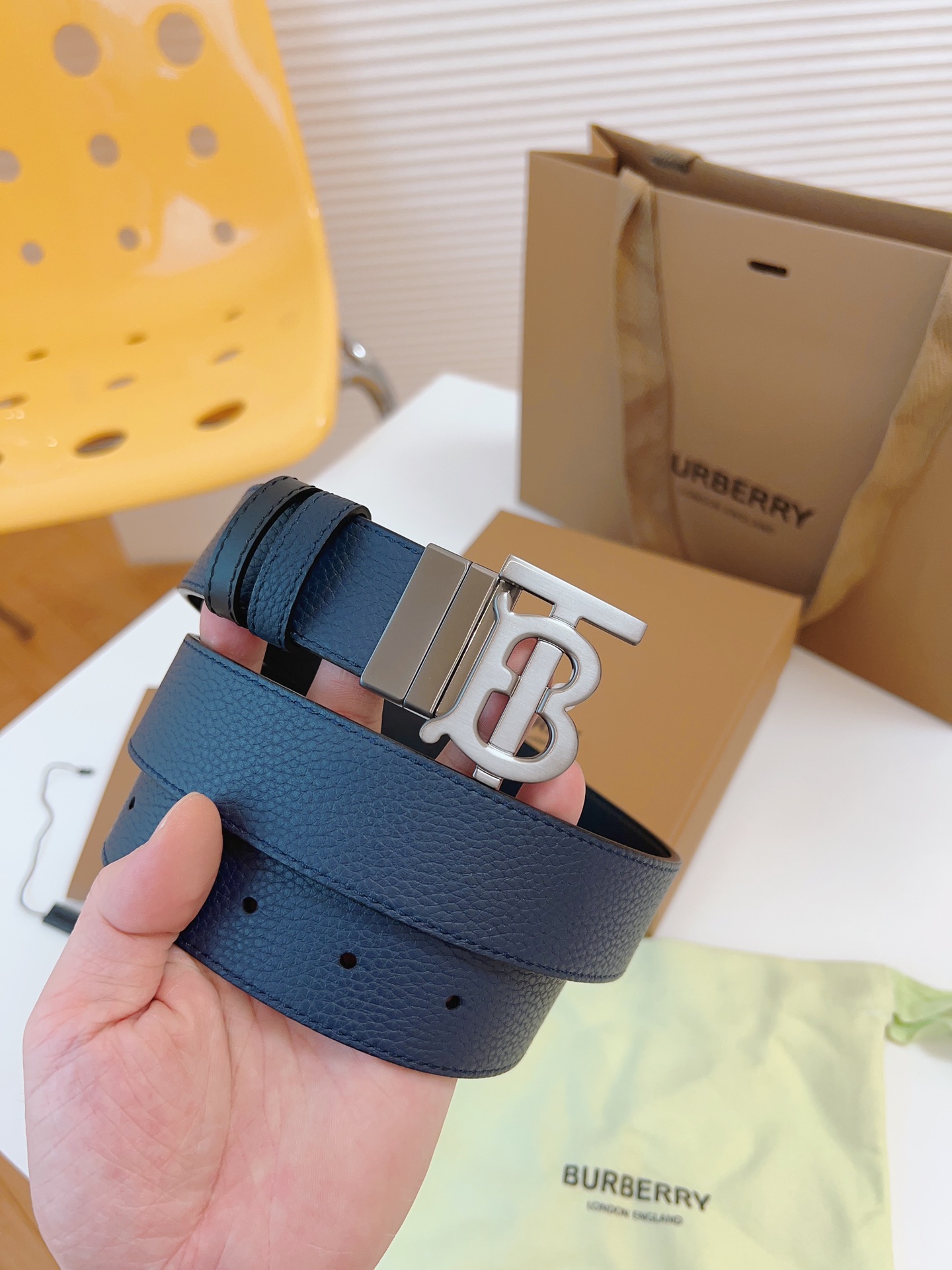 Burberry Male Leather Belt Top Grain Leather 34mm