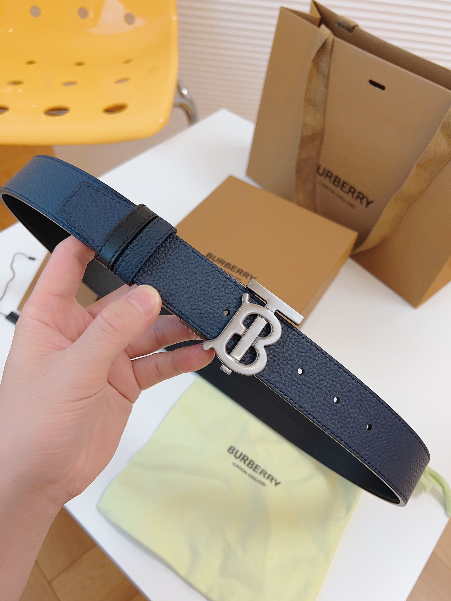 Burberry Male Leather Belt Top Grain Leather 34mm