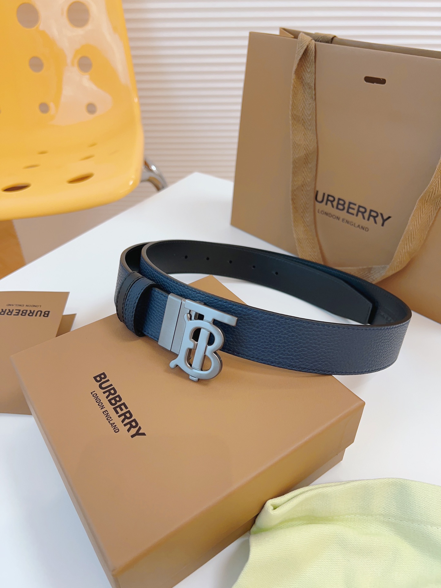 Burberry Male Leather Belt Top Grain Leather 34mm