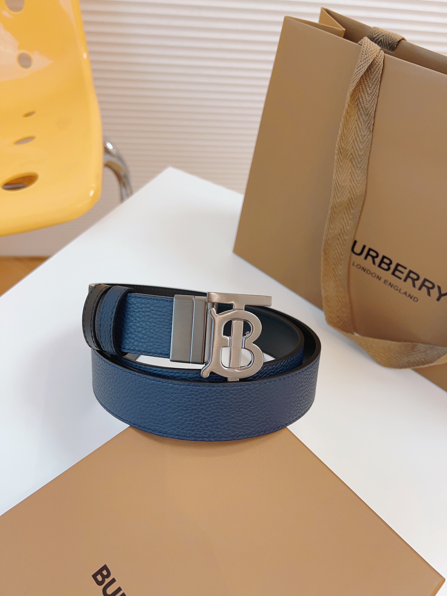 Burberry Male Leather Belt Top Grain Leather 34mm