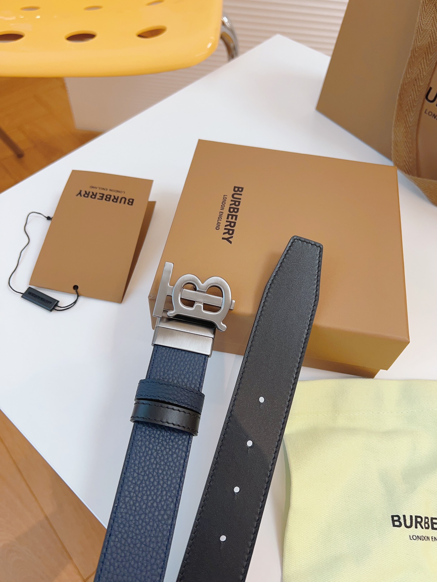 Burberry Male Leather Belt Top Grain Leather 34mm