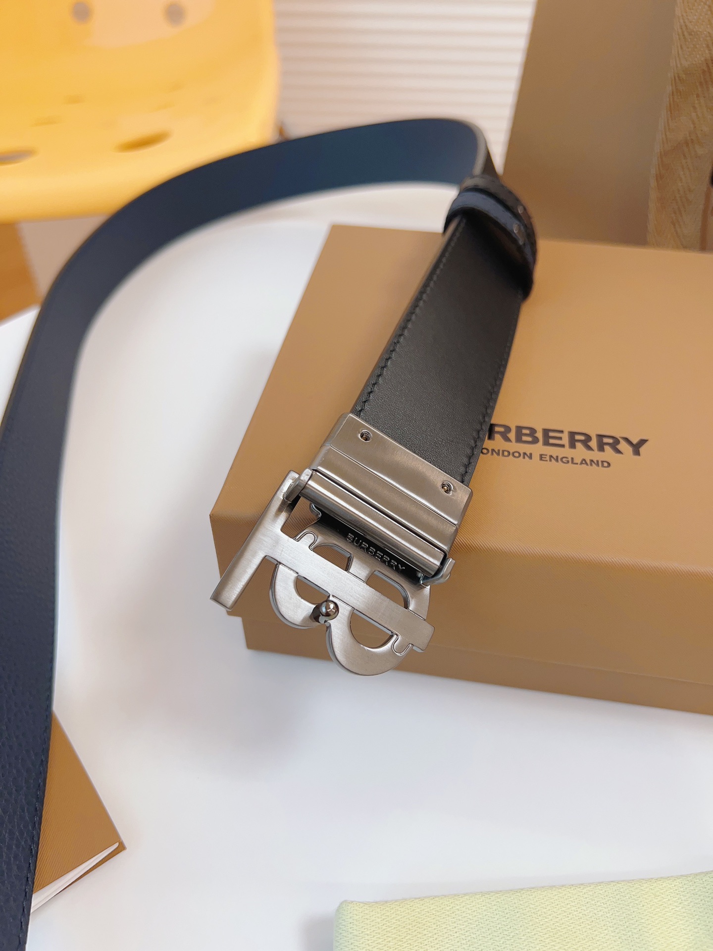 Burberry Male Leather Belt Top Grain Leather 34mm