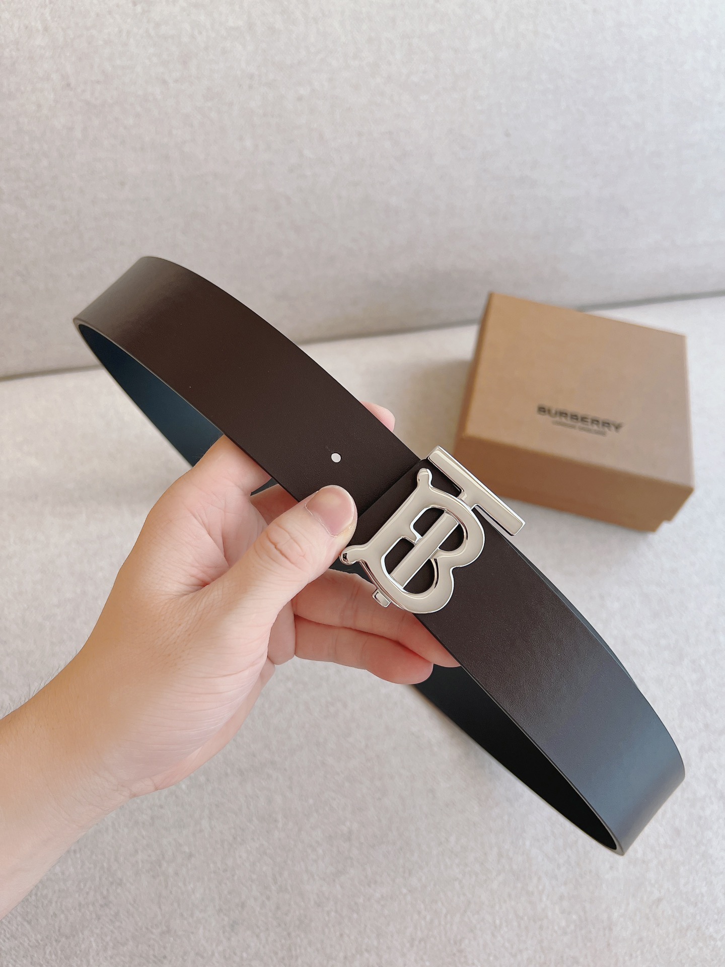 Burberry Male Leather Belt Top Grain Leather 38mm