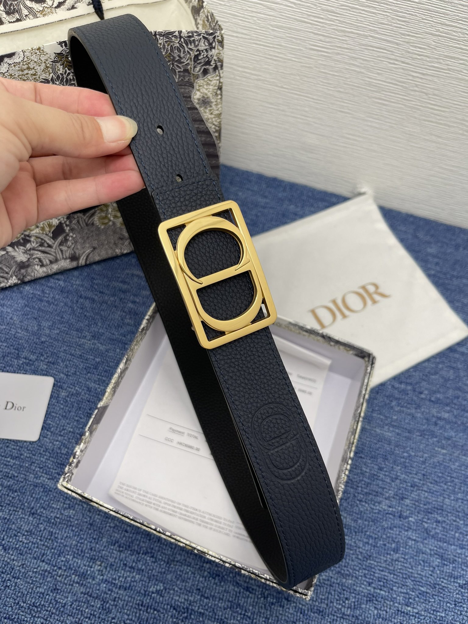 Dior Male Basic Belt Cow Leather Black Adjustable M