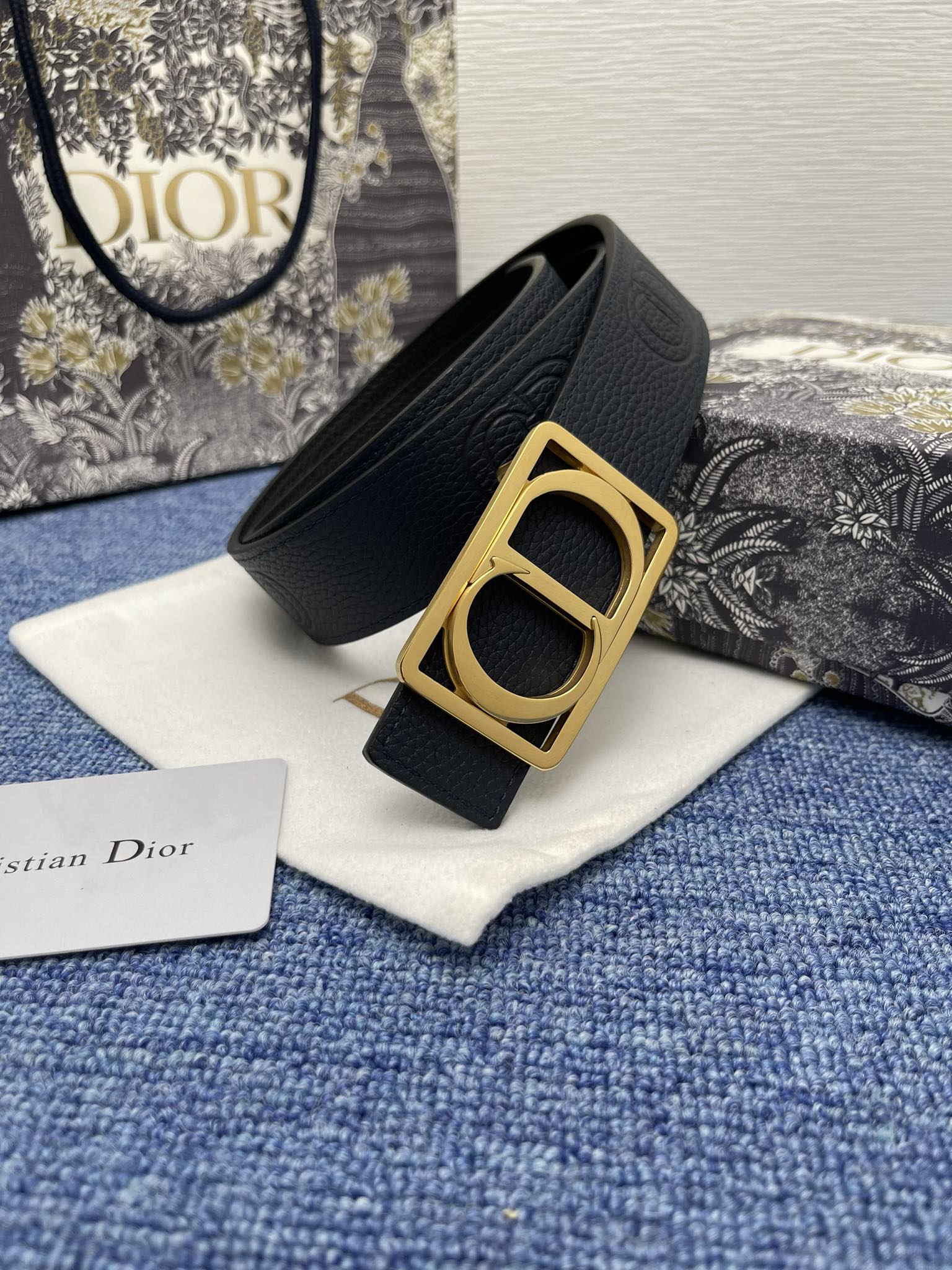 Dior Male Basic Belt Cow Leather Black Adjustable M