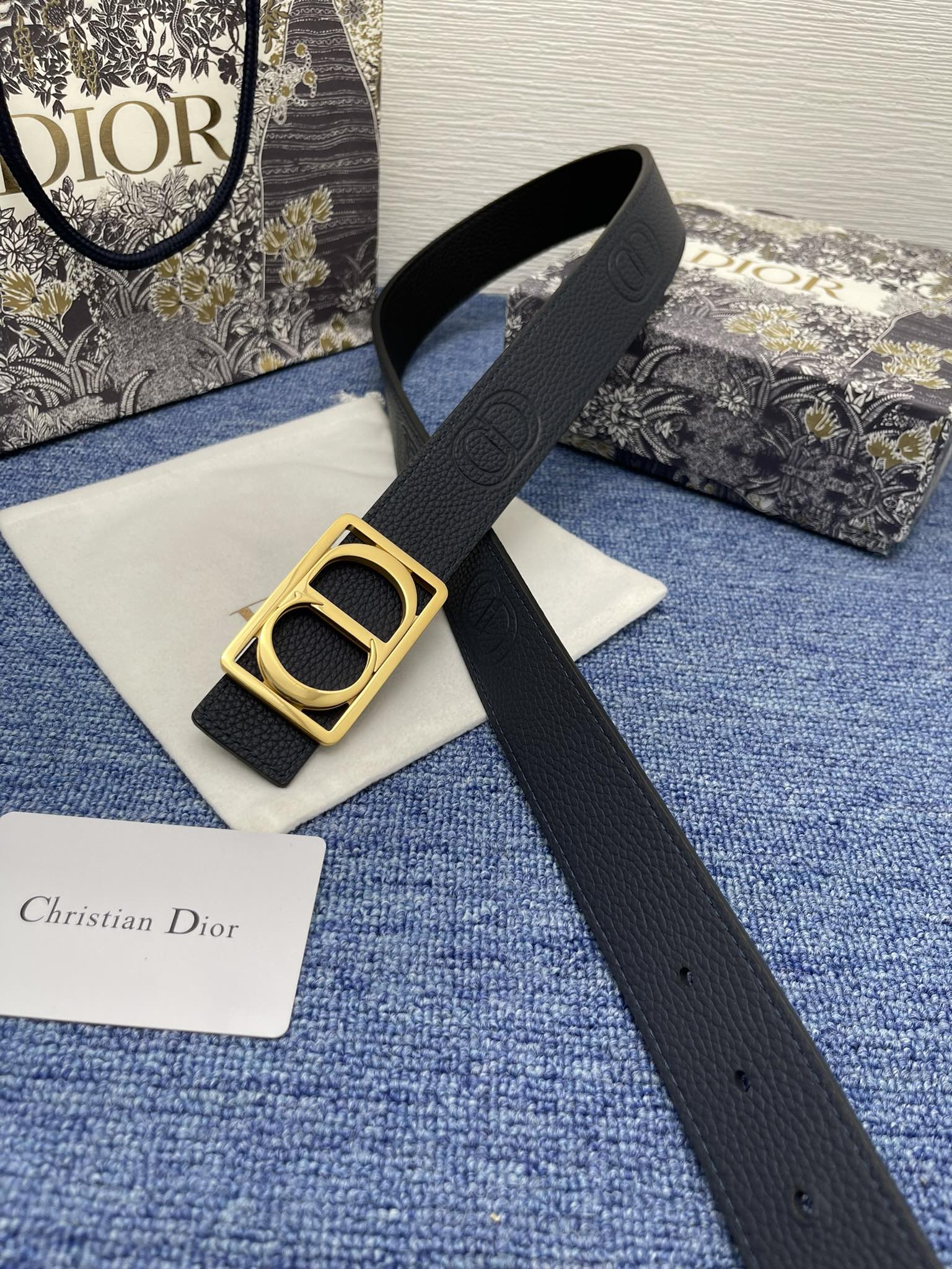 Dior Male Basic Belt Cow Leather Black Adjustable M