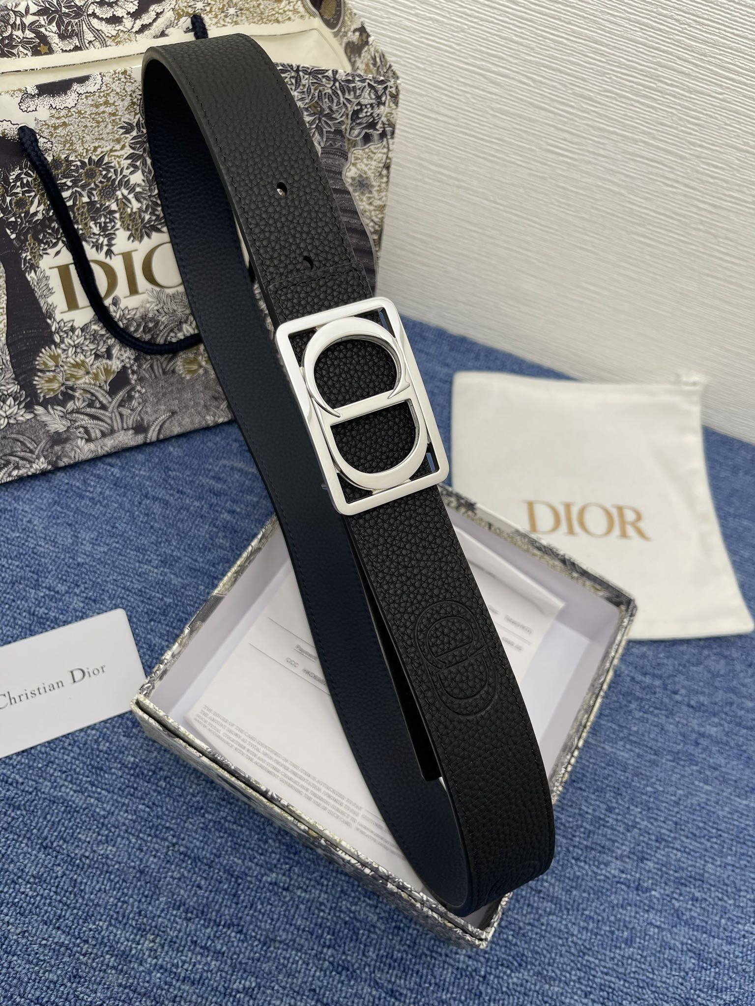 Dior Male Basic Belt Cow Leather Black Adjustable M