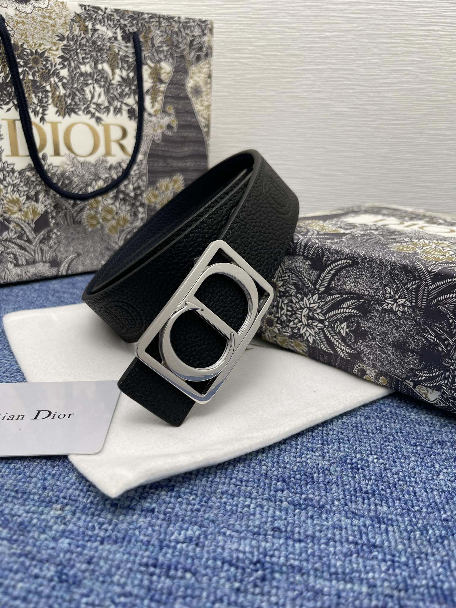 Dior Male Basic Belt Cow Leather Black Adjustable M