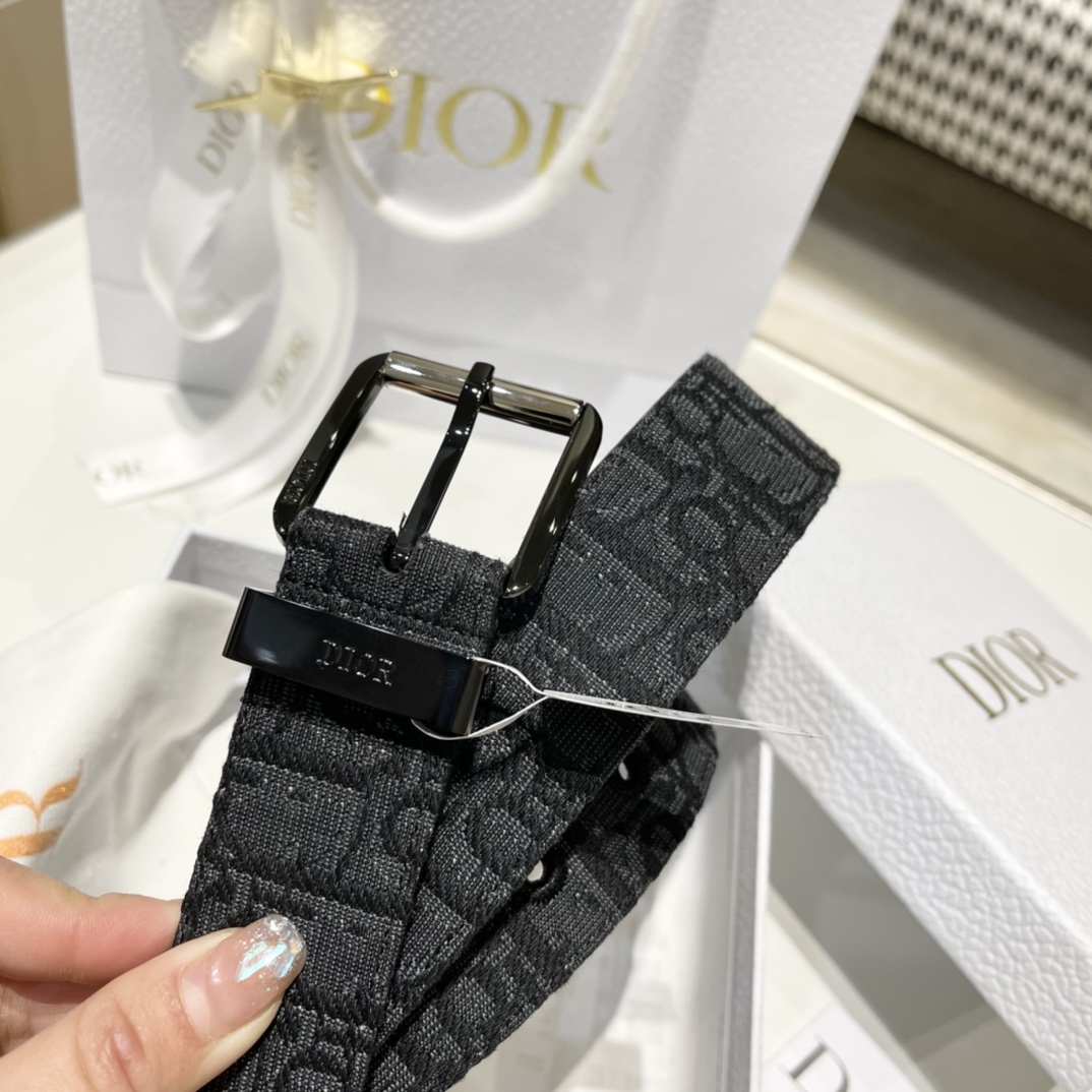 Dior Male Pin Buckle Belt Cow Leather Black M-l