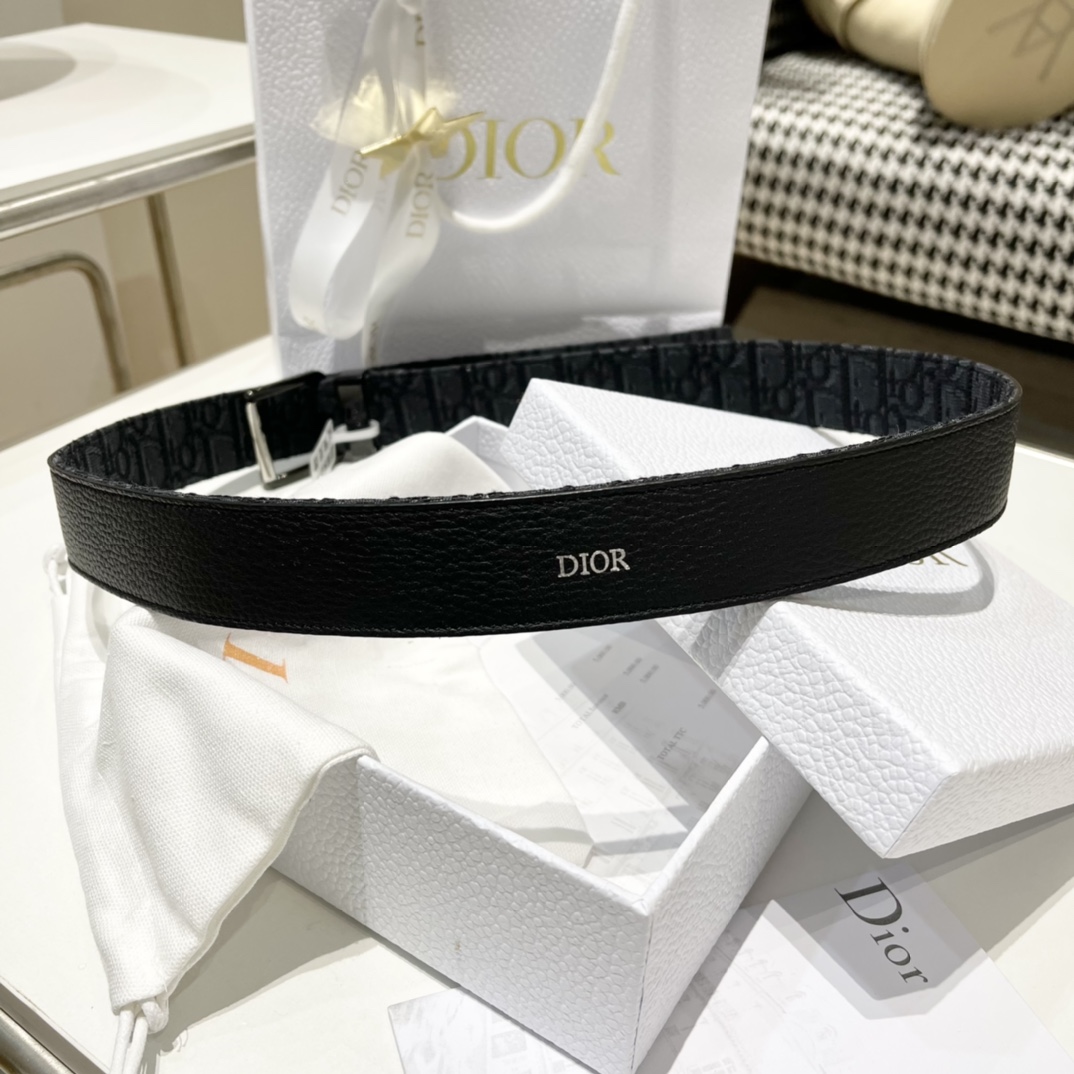 Dior Male Pin Buckle Belt Cow Leather Black M-l