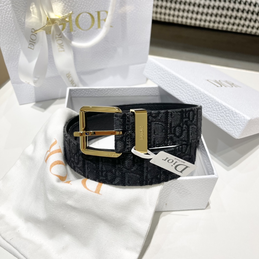 Dior Male Pin Buckle Belt Cow Leather Black M-l