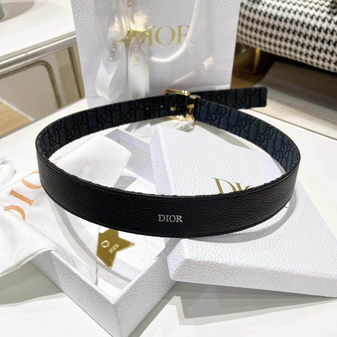 Dior Male Pin Buckle Belt Cow Leather Black M-l