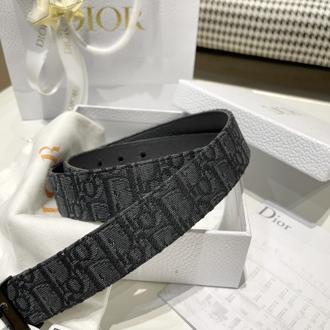 Dior Male Pin Buckle Belt Cow Leather Black M-l