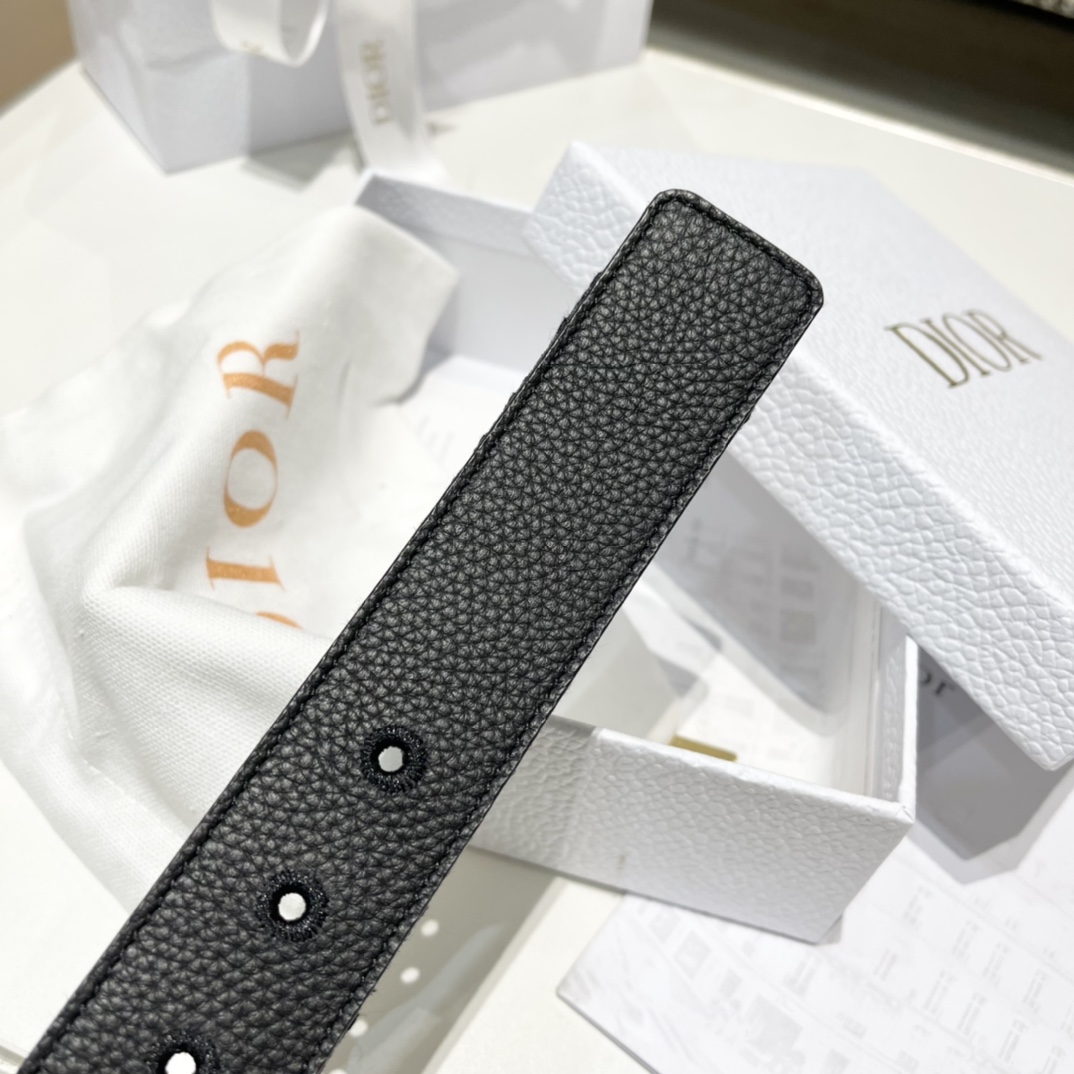 Dior Male Pin Buckle Belt Cow Leather Black M-l