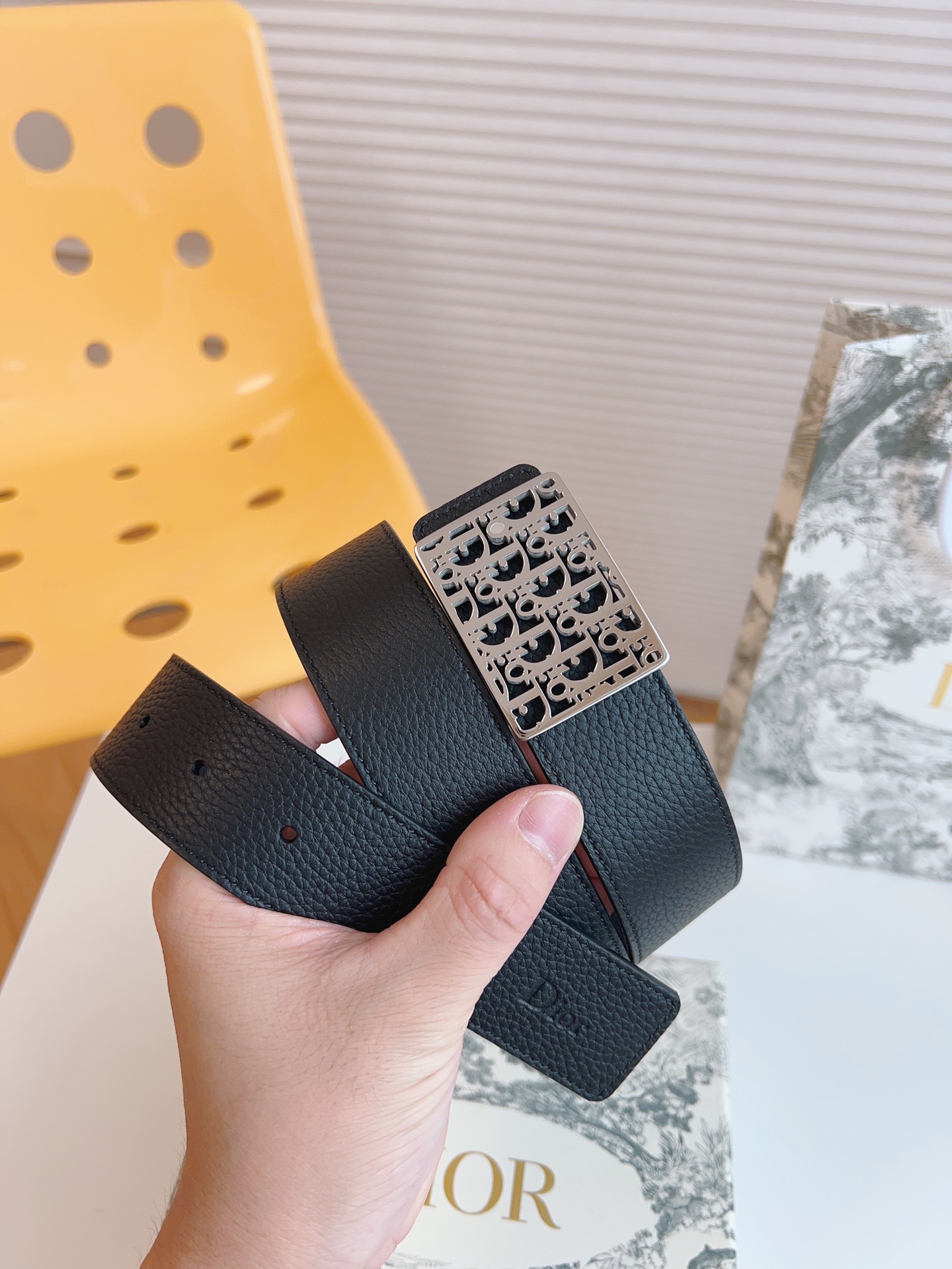 Dior Male Leather Belt Top Grain Leather 35mm