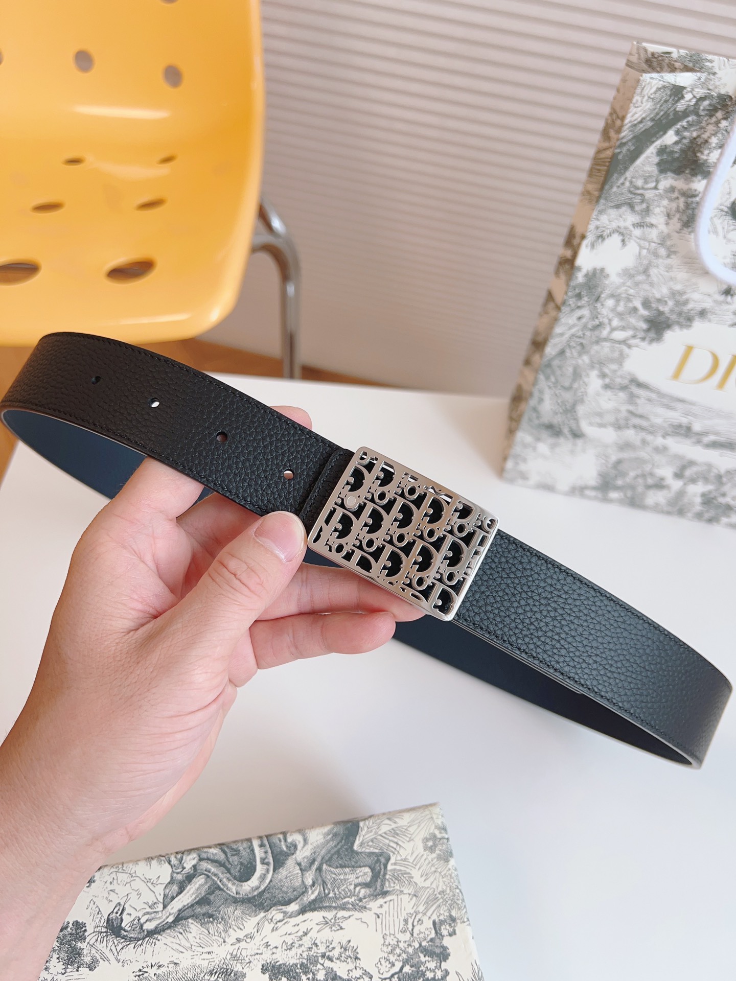 Dior Male Leather Belt Top Grain Leather 35mm