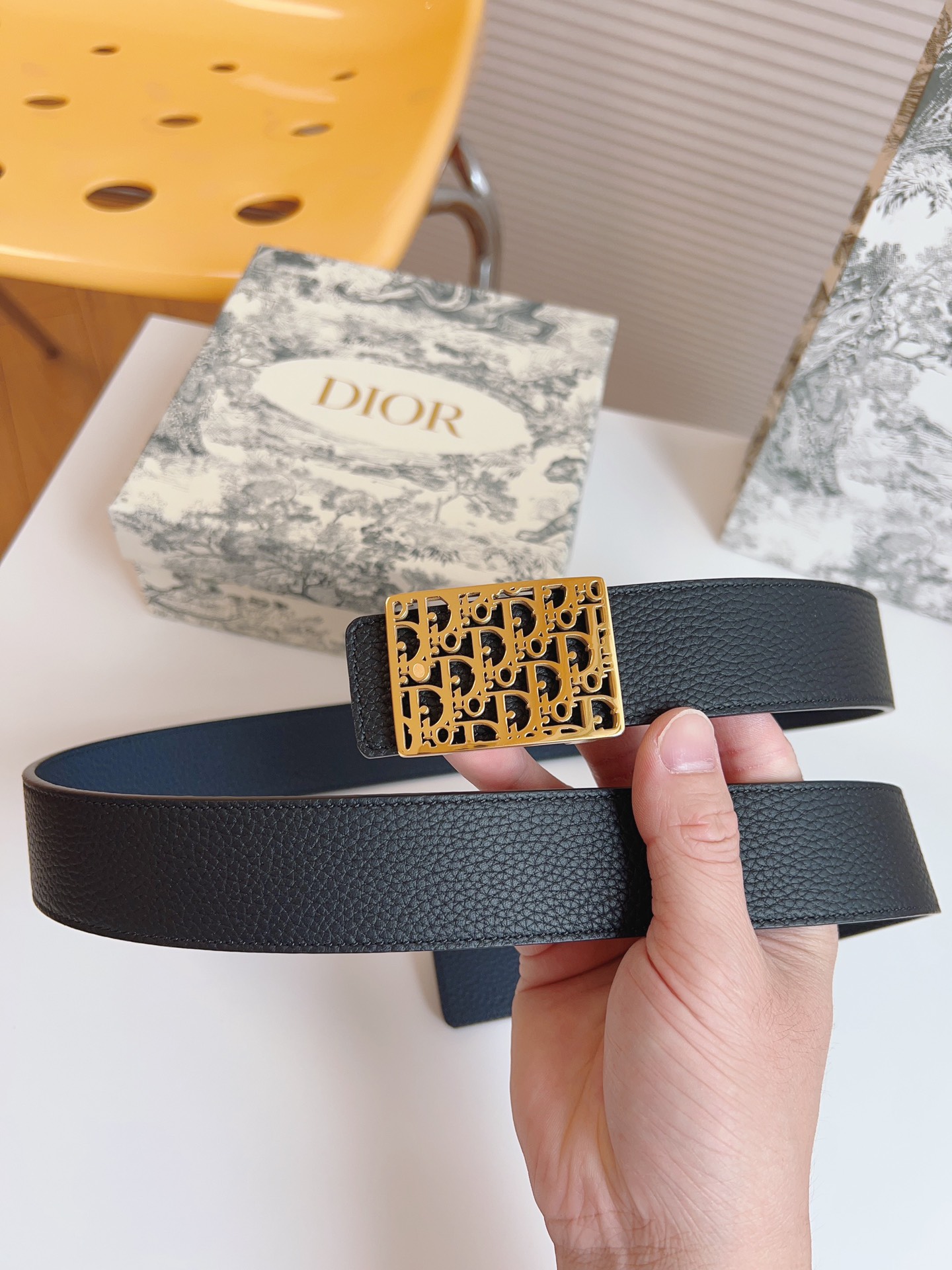 Dior Male Leather Belt Top Grain Leather 35mm