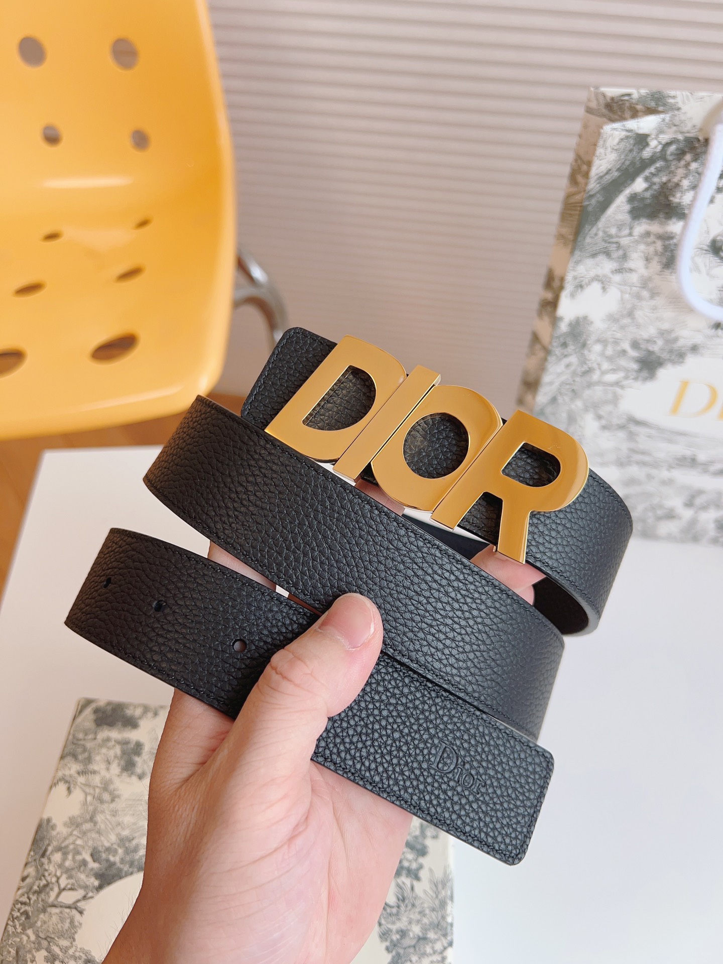 Dior Male Leather Belt Top Grain Leather 35mm