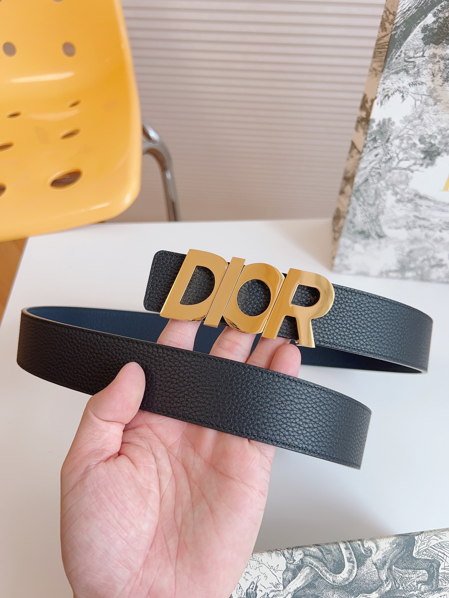 Dior Male Leather Belt Top Grain Leather 35mm