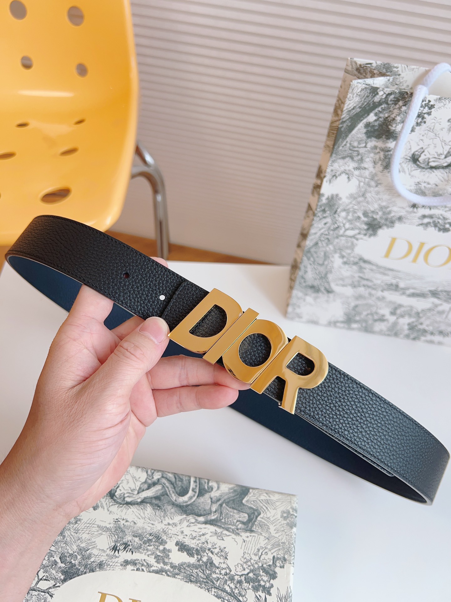 Dior Male Leather Belt Top Grain Leather 35mm