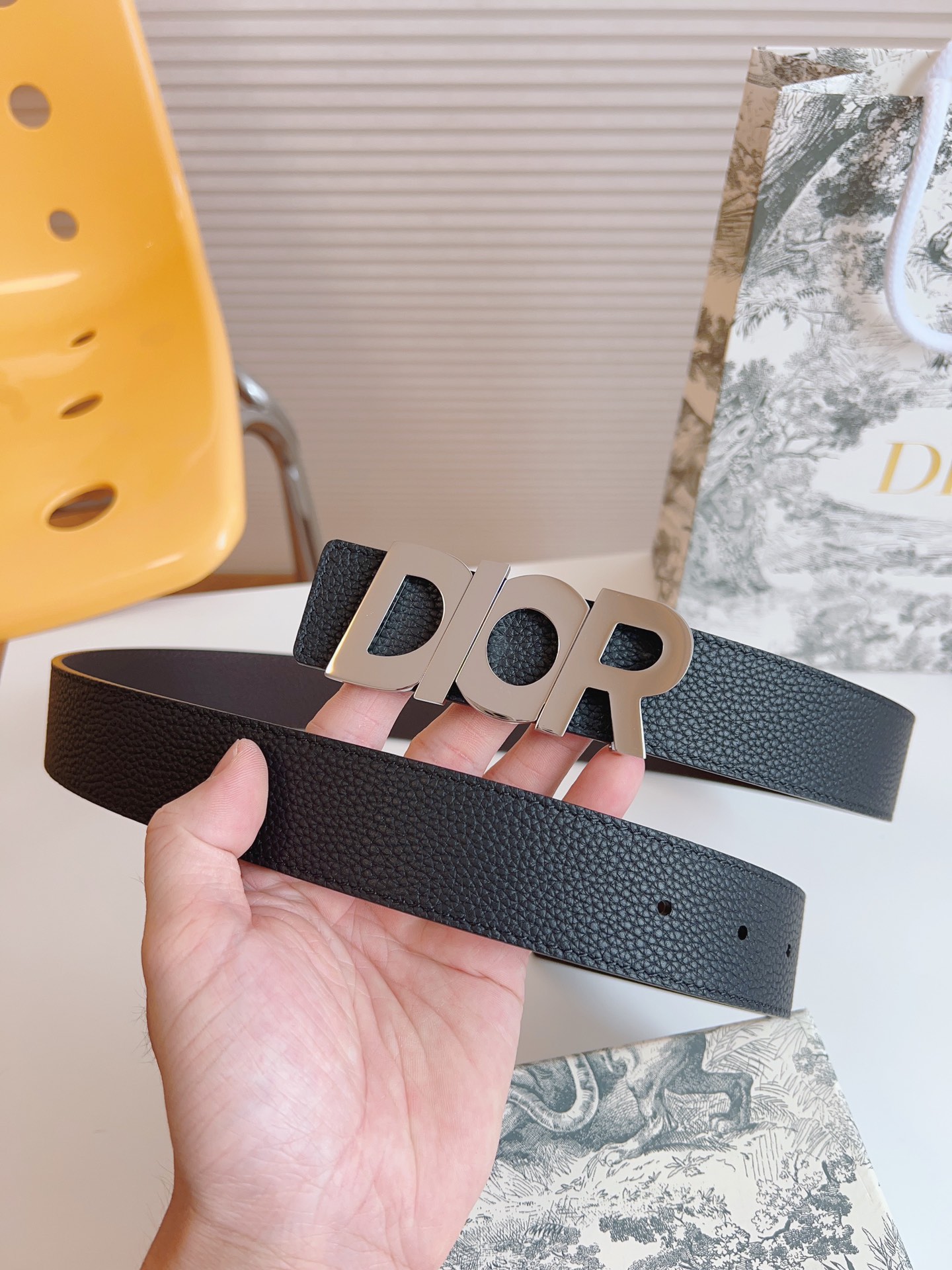 Dior Male Leather Belt Top Grain Leather 35mm