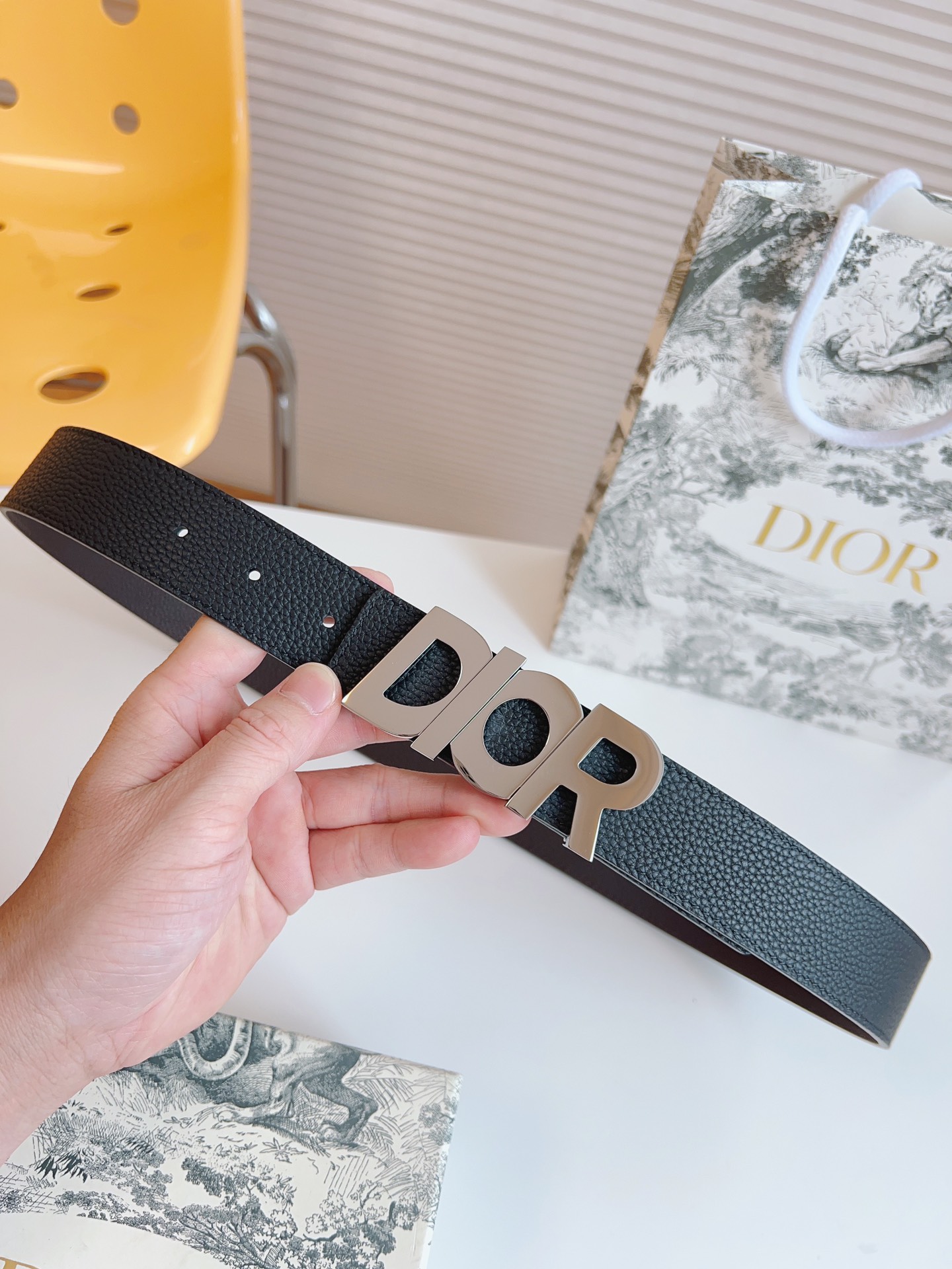 Dior Male Leather Belt Top Grain Leather 35mm