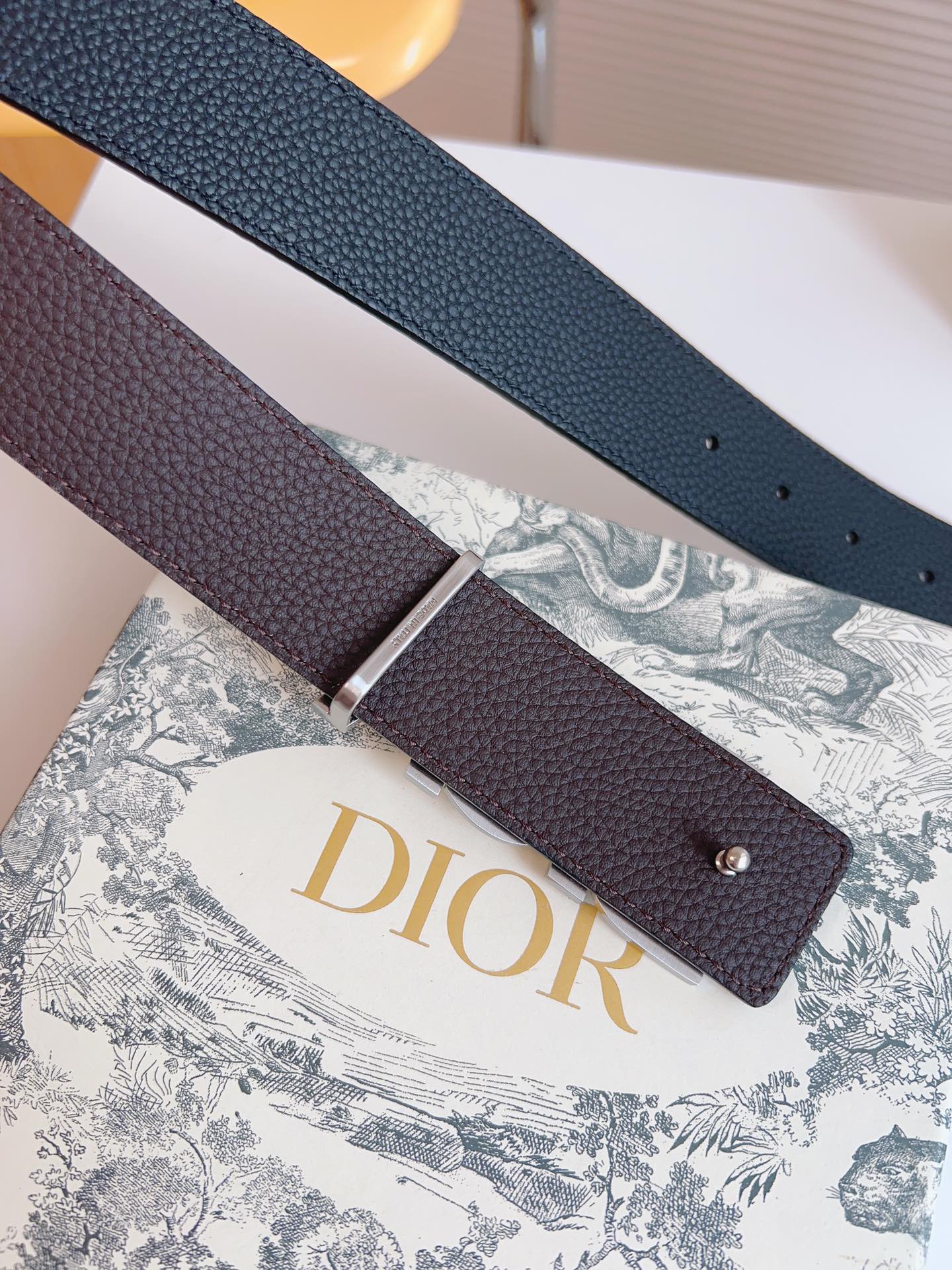 Dior Male Leather Belt Top Grain Leather 35mm